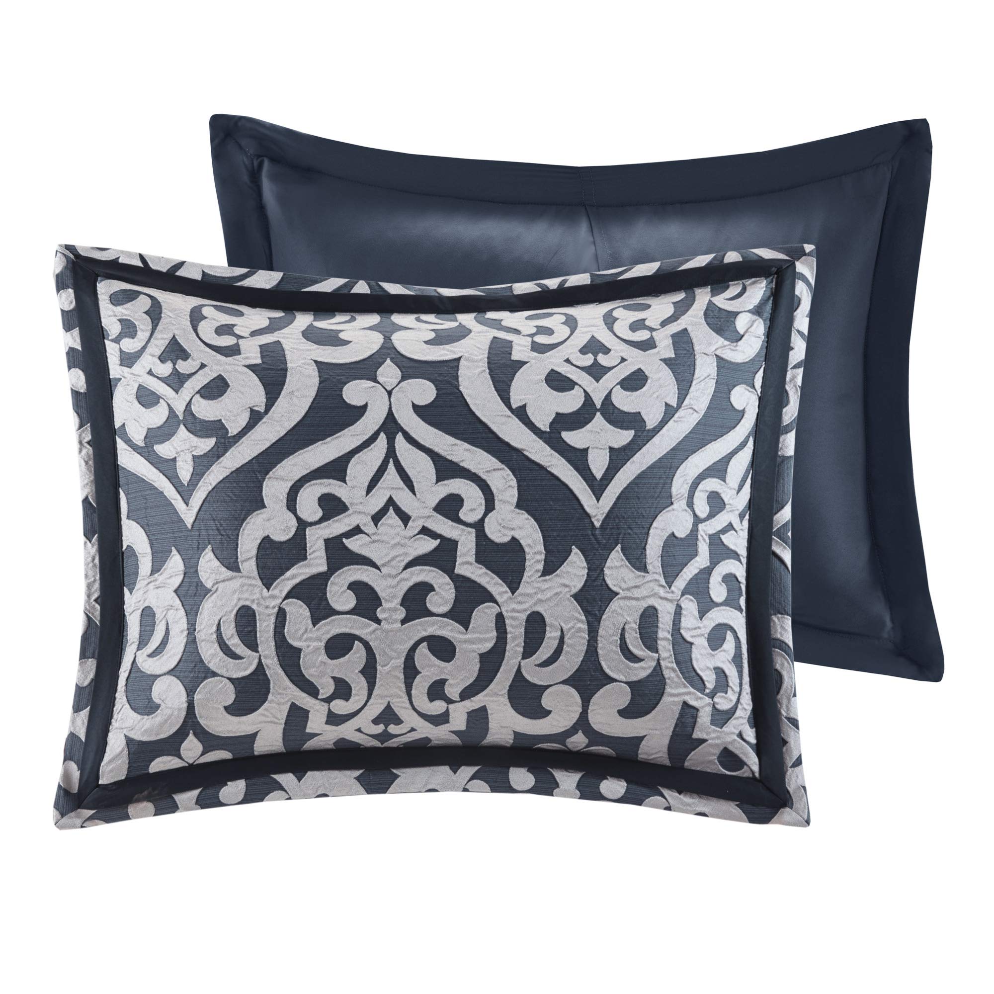 Madison Park Odette Jacquard Damask Comforter Set - Modern All Season Down Alternative Bedding with Shams & Decorative Pillows, Cal King (104