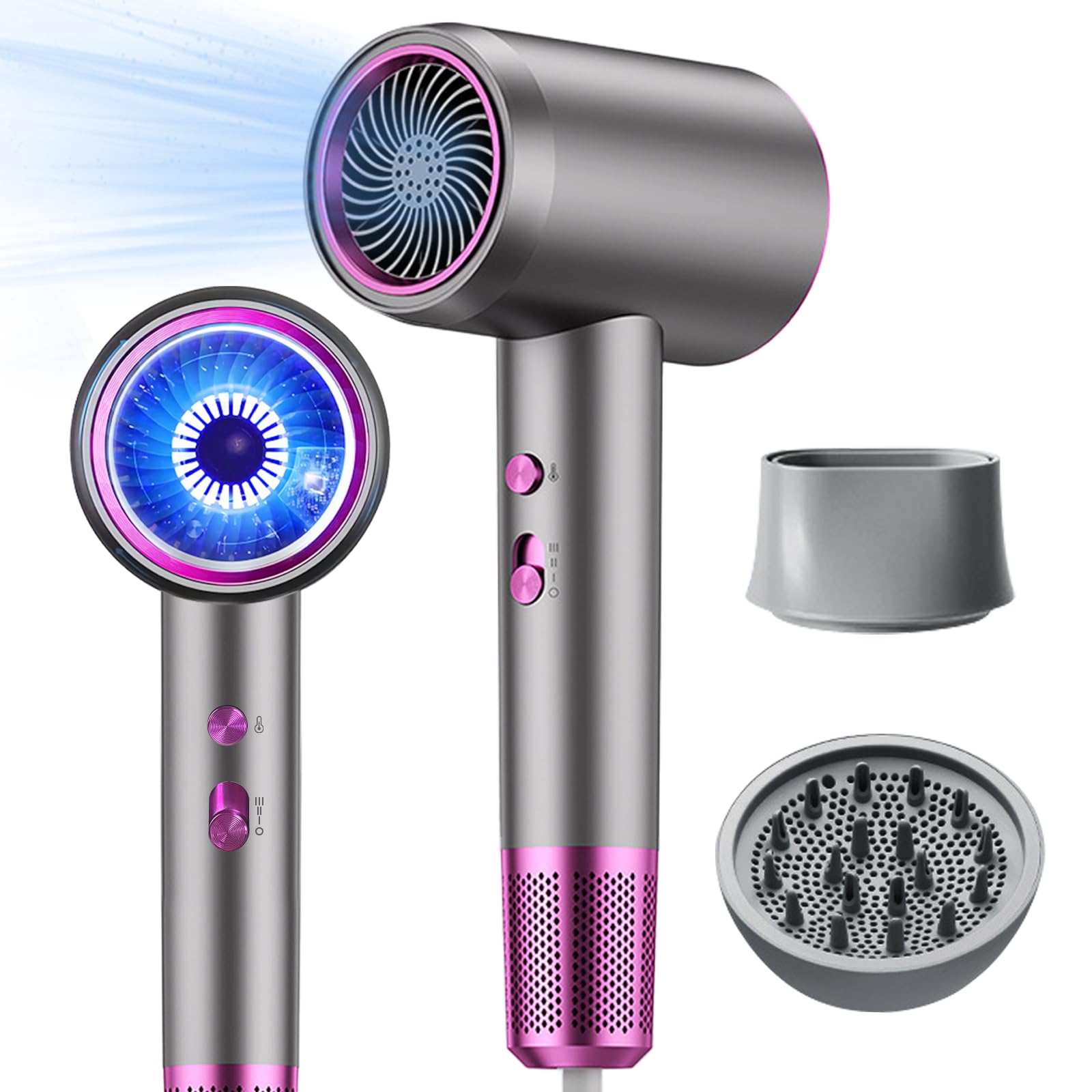 Professional Hair Dryer with Diffuser & Nozzle - High Speed, Lightweight, Fast Drying for Salon-Quality Styling at Home | Perfect Birthday Gift for Women, Men & Dad | Great for Travel, Daily Use & Salon Styling