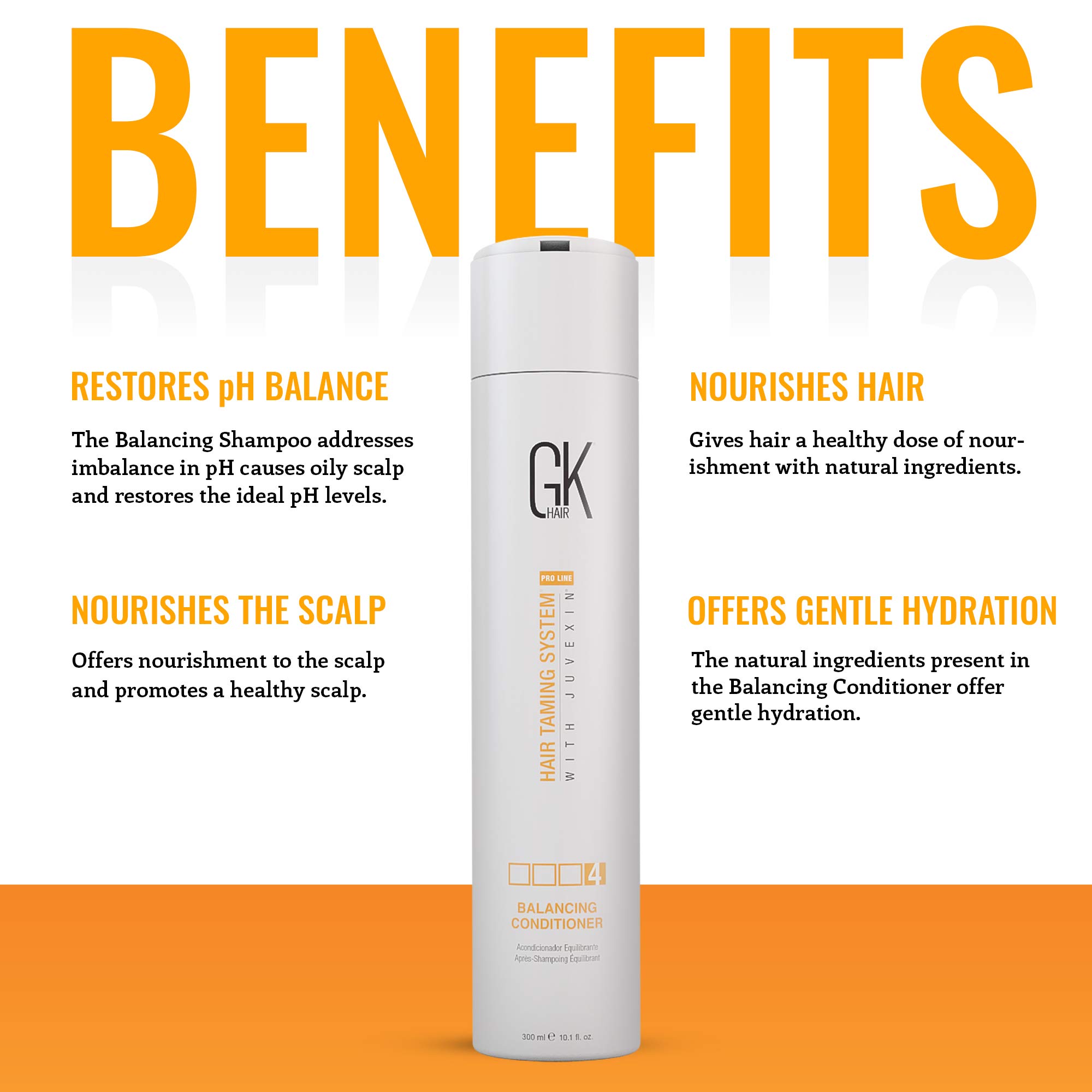 GK HAIR Global Keratin Balancing & Moisturizing Shampoo and Conditioner Set (10.1 Fl Oz Each) - Hydrating Hair Care for Dry, Damaged Hair - Perfect for Salon-Quality Treatment at Home