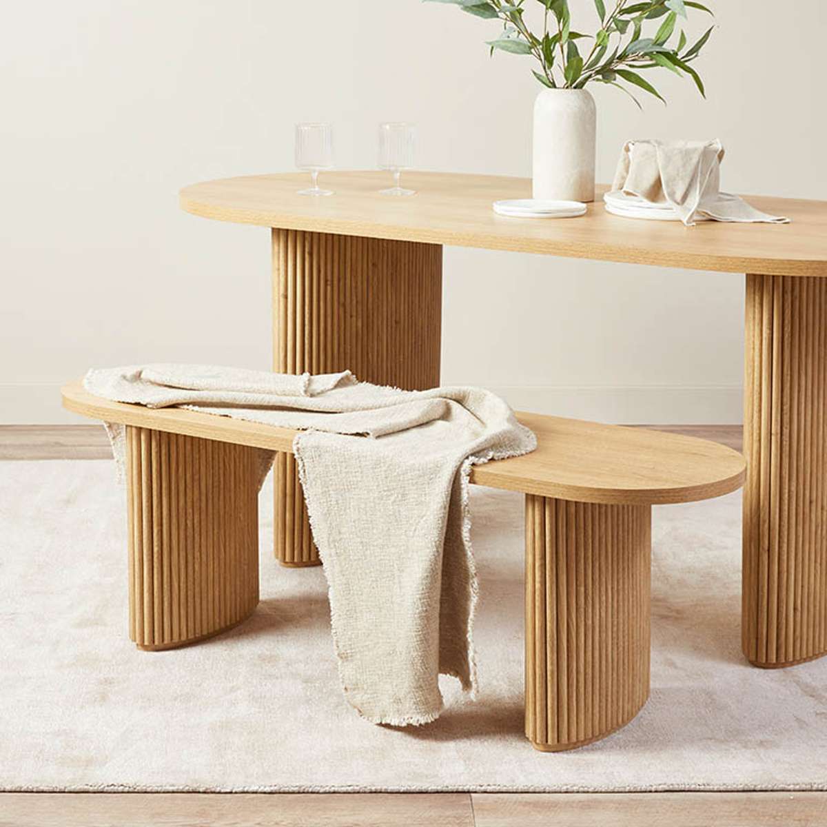 Amara Wooden Table Benches & Mateo 5-Piece Dining Set - Modern Farmhouse Kitchen Furniture for Family Gatherings & Dinner Parties