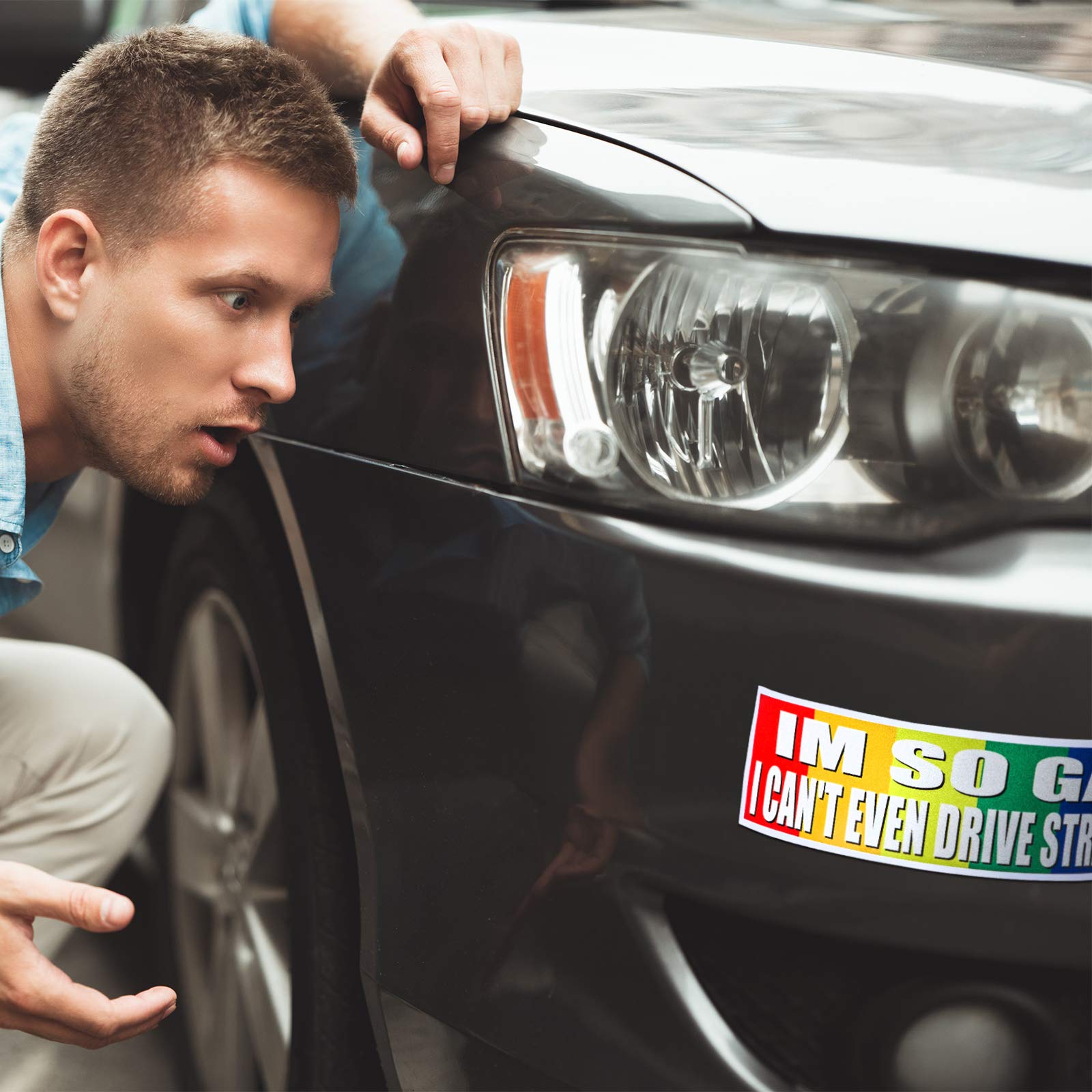 2 Pack Large Funny Rainbow Bumper Stickers - Waterproof Vinyl Decals for Cars, Trucks, SUVs, RVs, Boats & Laptops (10x3 Inches) - Perfect for Pride Events, Personalizing Vehicles & Tech Accessories