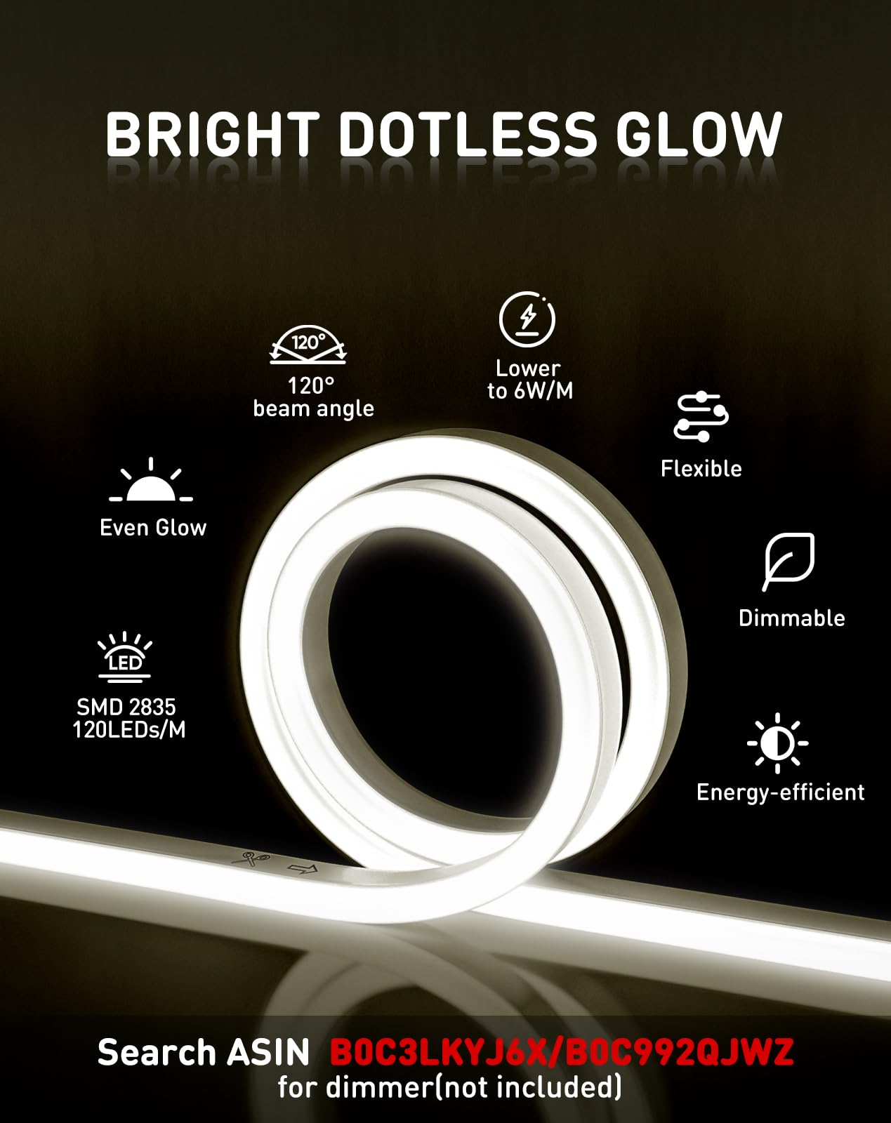 Shine Decor LED Rope Lights AC 120V - Connectable & Cuttable Dotless 120LEDs/M Eco Neon Strip Lighting - ETL IP65 Waterproof & Weather-Resistant - 8x16mm, 4500K Neutral White, 98.4FT - Perfect for Home, Commercial, Outdoor, Party & Holiday Decorations