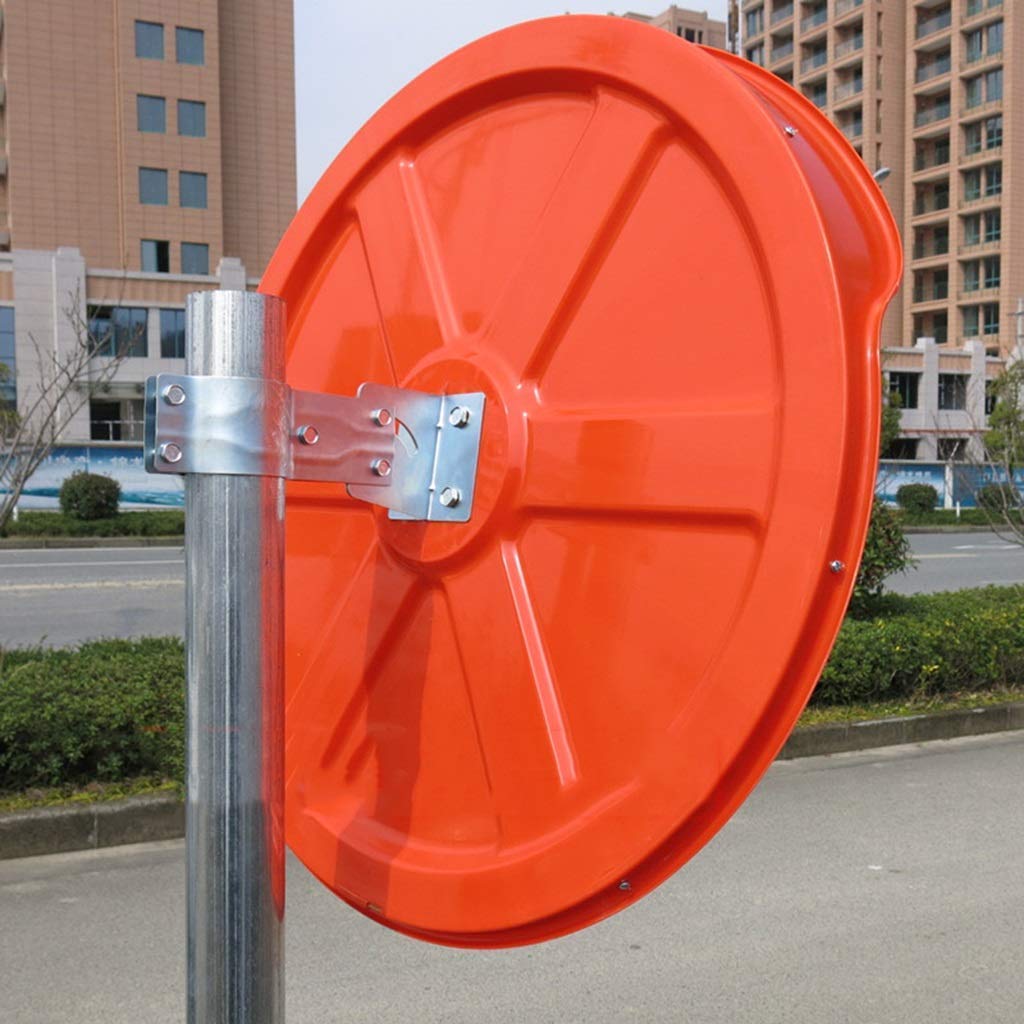 Sharp Turn Safety Mirror - 80cm Red Plastic Convex Mirror for Warehouse, Hotel & Blind Spots - Improve Visibility & Prevent Accidents in High-Traffic Areas