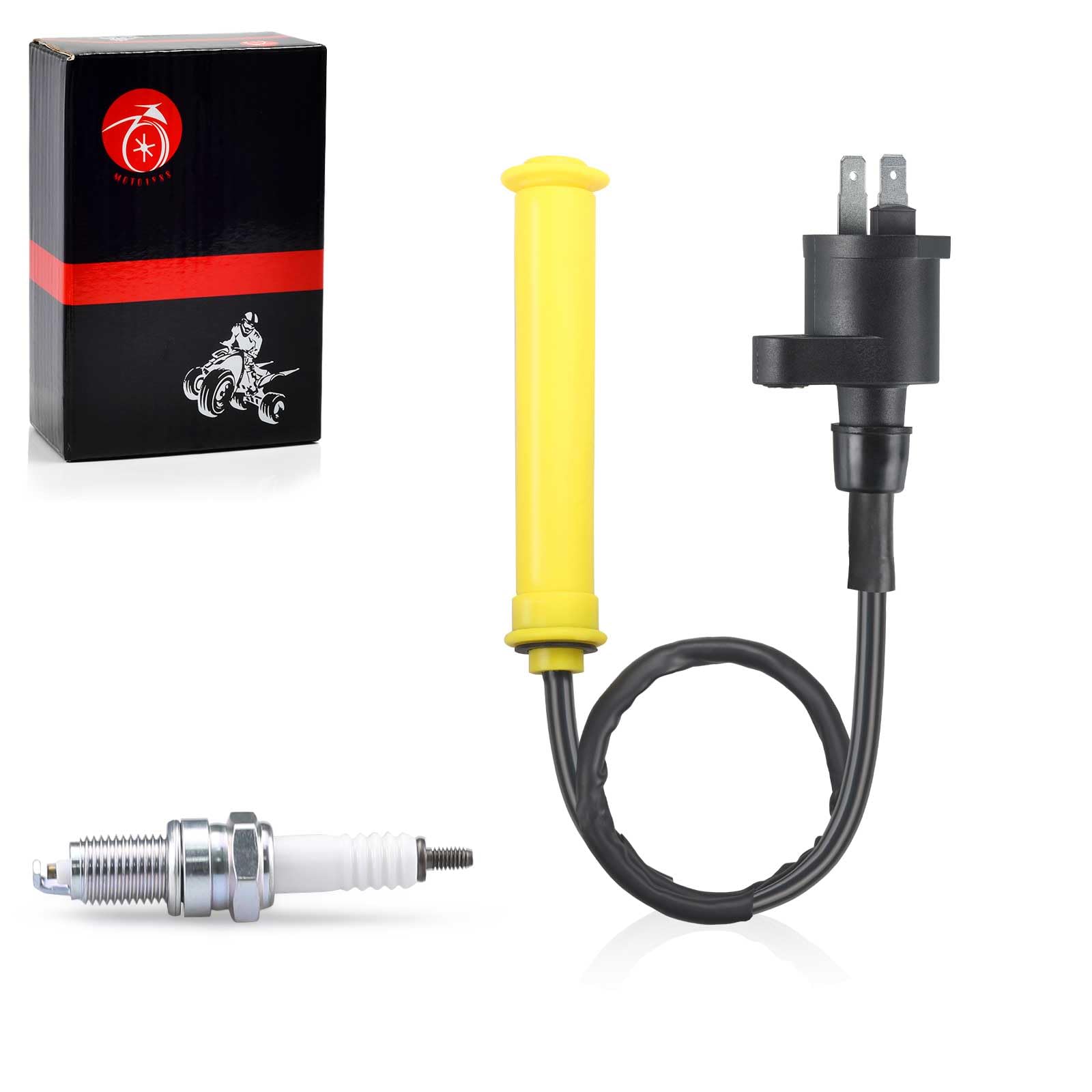 High Performance Ignition Coil & Spark Plug Kit with Cap Compatible with Honda XR250R (1996-2004) & XR250L (1991-1996) - Perfect for Off-Road Motorcycle Maintenance & Engine Tuning
