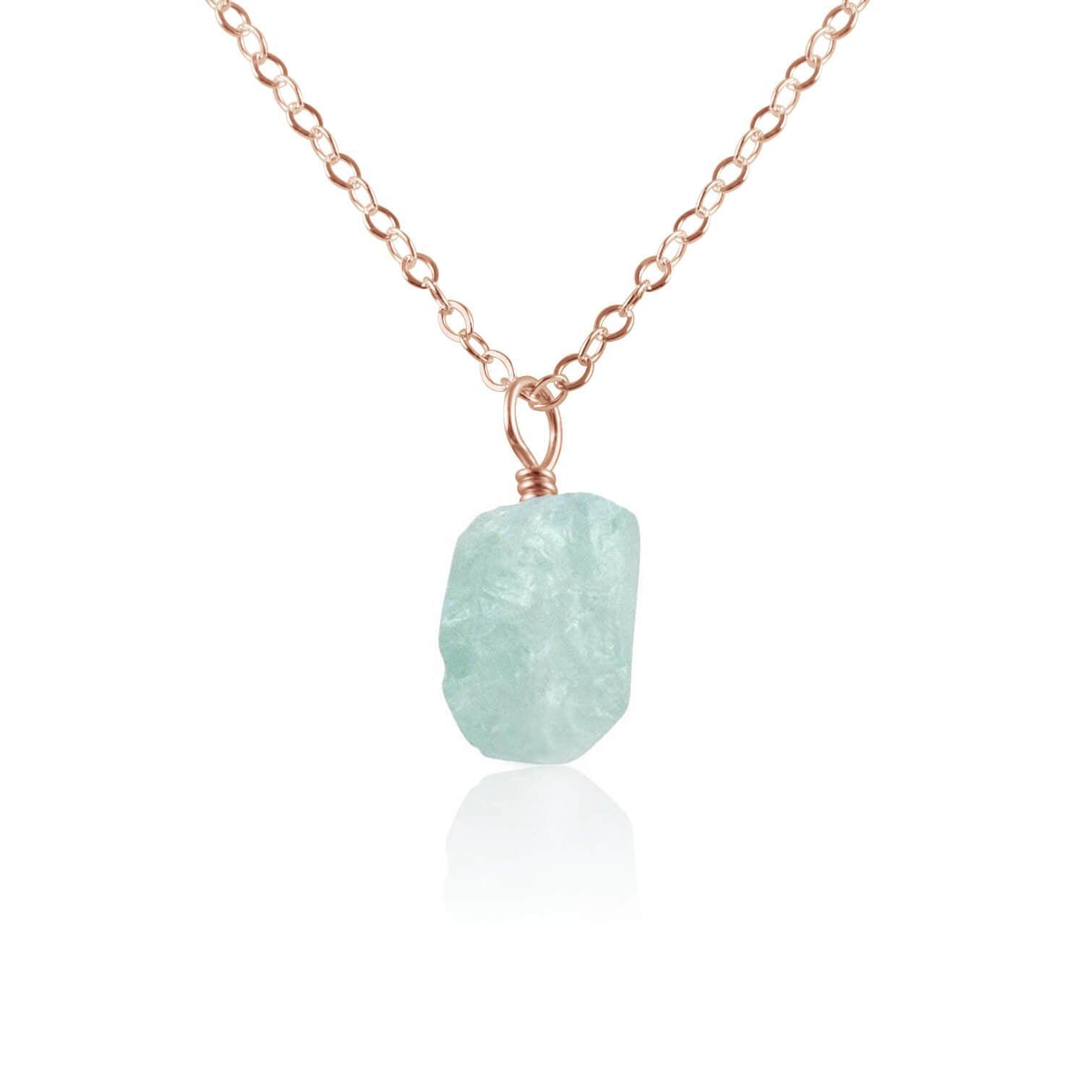 Natural Tiny Raw Aquamarine Pendant Necklace - Handmade Gemstone Jewelry for Women - Perfect for Everyday Wear, Gift Giving & Spiritual Healing