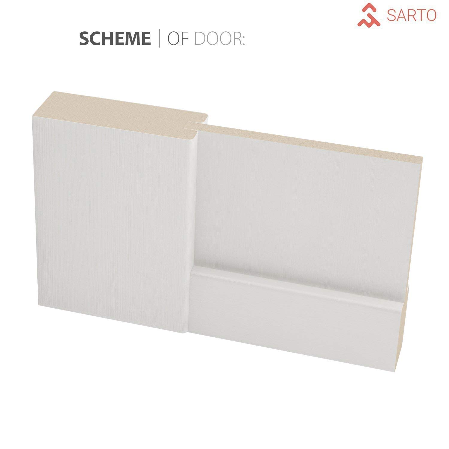 SARTODOORS 36x80 Sliding Double Barn Doors with Hardware Kit - Quadro 4111 White Ash Finish | Top Mount 13FT Rail System | Modern Solid Panel Interior Door for Bedroom, Bathroom & Hallway | Rustic Farmhouse Style Home Decor