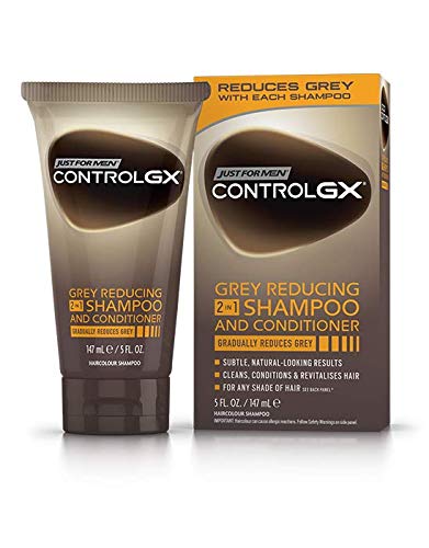 Just For Men Control GX 2-in-1 Grey Reducing Shampoo + Conditioner, 5 oz (147ml) - 3 Pack - Gradually Colors & Conditions Hair - Perfect for At-Home Grey Coverage & Men's Hair Care Routine