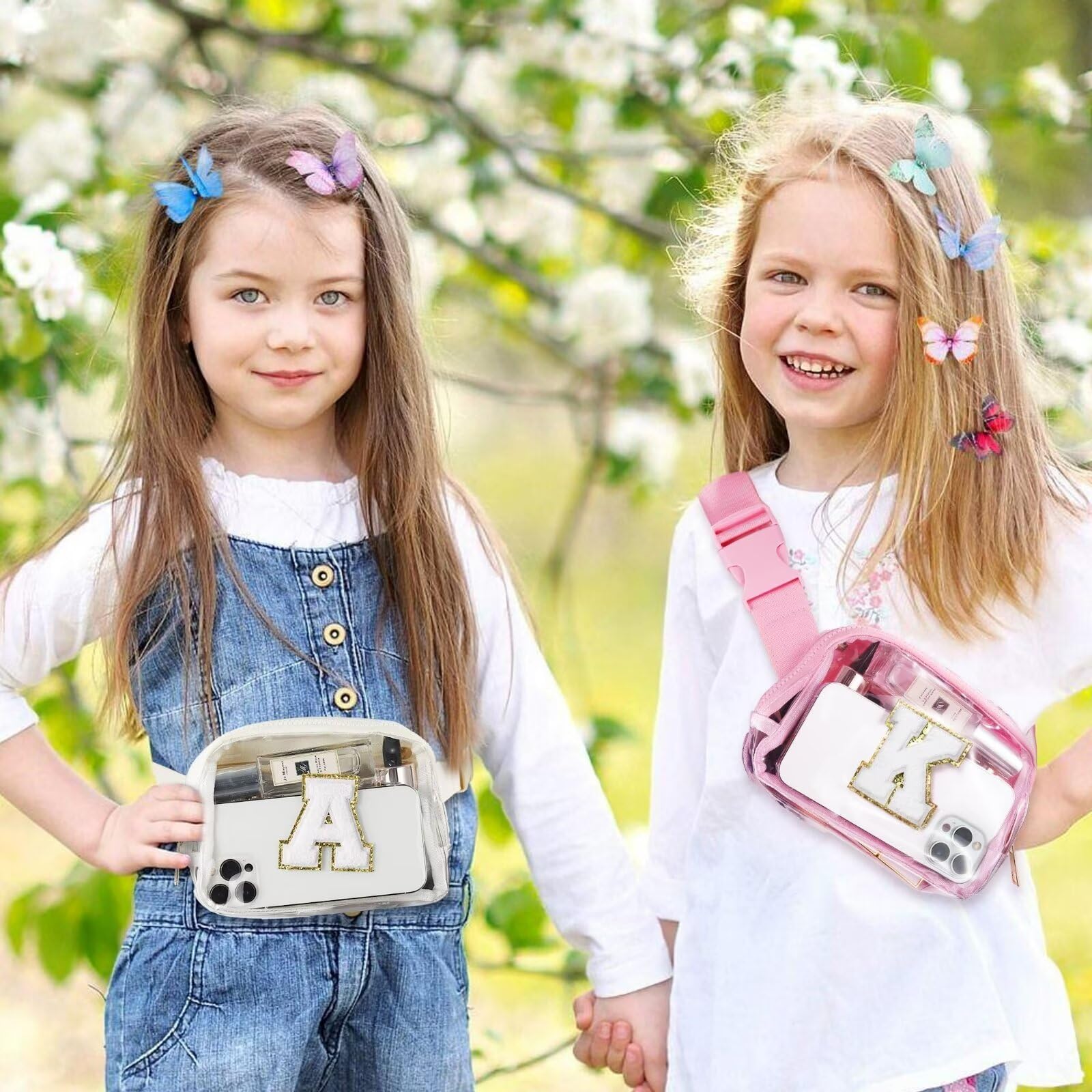YOOLIFE Personalized Initial A Belt Bag for Women & Girls - Cute Beige Clear Crossbody Bag, Unique Birthday Gift for Her, Bridesmaid Proposal Present - Perfect for Parties, Travel & Everyday Use