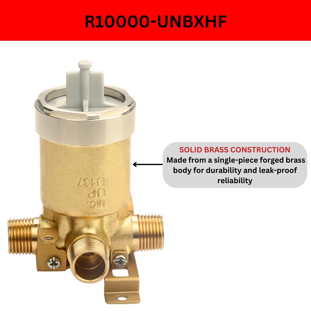 R10000 UNBXHF Shower Valve Body - Brass Rough-In Valve for Single/Dual Function Shower Faucet Trim Kits | Compatible with Most Shower Systems | Perfect for Bathroom Renovations & Plumbing Upgrades