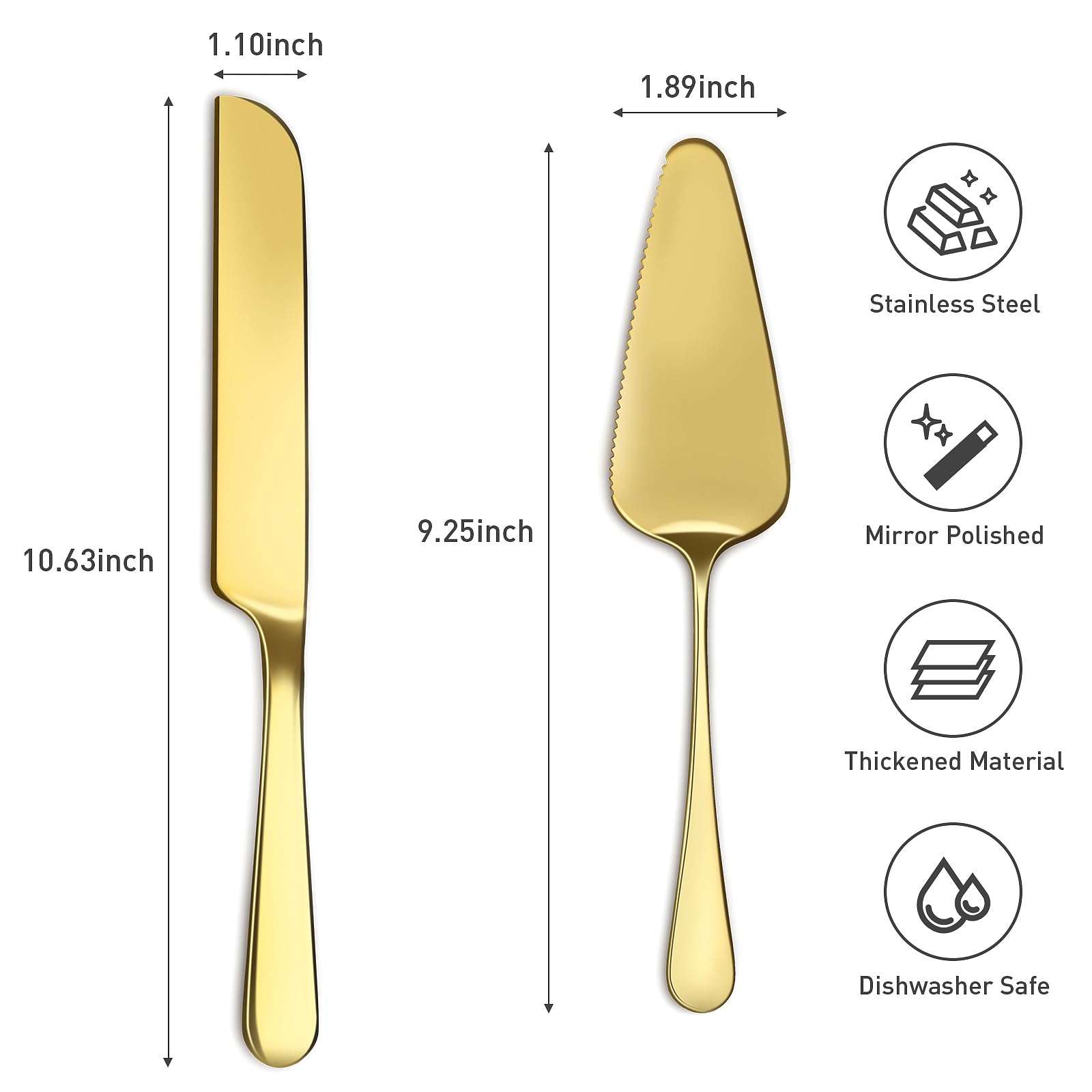 2Pcs Premium Wedding Cake Knife and Server Set - 10.63