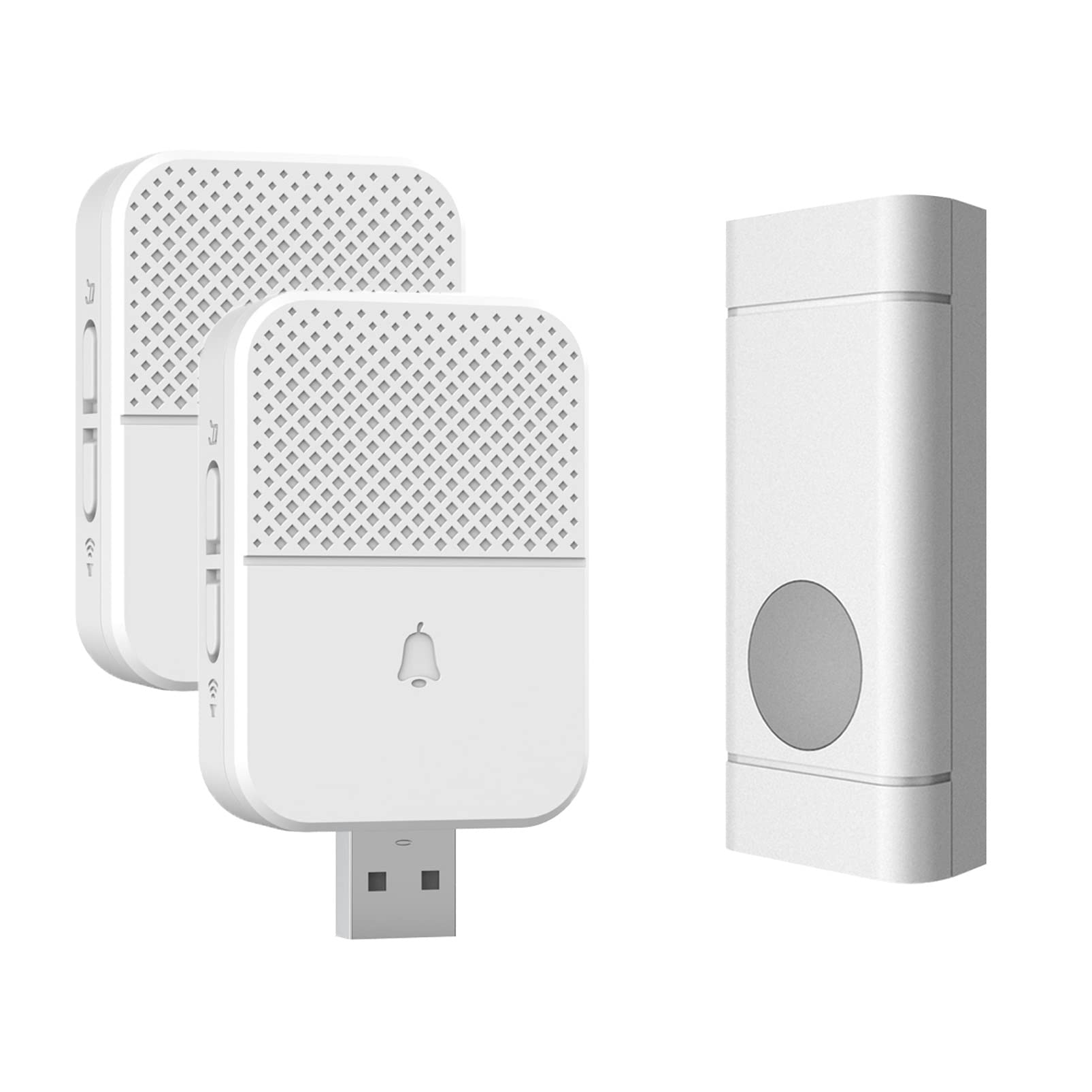 Coolqiya Mini Wireless Doorbell - 650FT Long Range Remote Door Chime with Waterproof Button & 2 USB Receivers (1 Transmitter) - Ideal for Home, Office, Apartment, and Business Security
