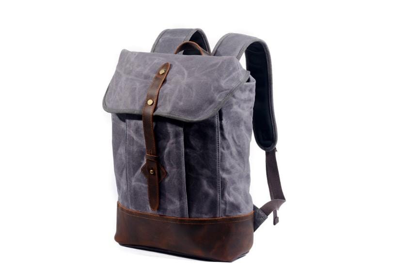 Durable Leather & Canvas Rucksack Backpack - Waterproof Travel Hiking Daypack for Men & Women - Perfect for Outdoor Adventures, Commuting & School