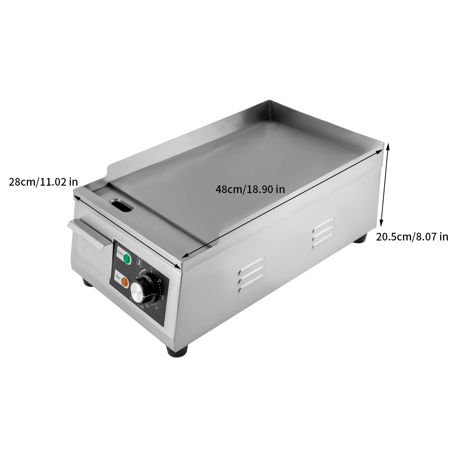 Commercial Electric Griddle Flat Top Grill - 1300W Non-Stick Iron Cooking Surface with Precise Thermostatic Control - Perfect for Restaurant, Food Truck, and Home Kitchen Use - Ideal for Pancakes, Burgers, Steaks, and Breakfast Cooking