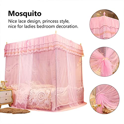 Luxury 4 Corner Post Bed Canopy with 3 Side Openings - Princess Net Bed Curtain for Single, Double & King Size Beds - Elegant Bedroom Decor for Romantic Nights, Kids Room & Boho Chic Style