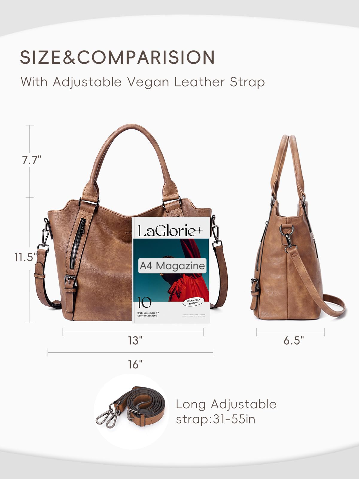 CLUCI Vegan Leather Handbags for Women - Large Tote Purse & Shoulder Bag Hobo Bag | Stylish Work Bag, Travel Purse & Everyday Carry for Ladies