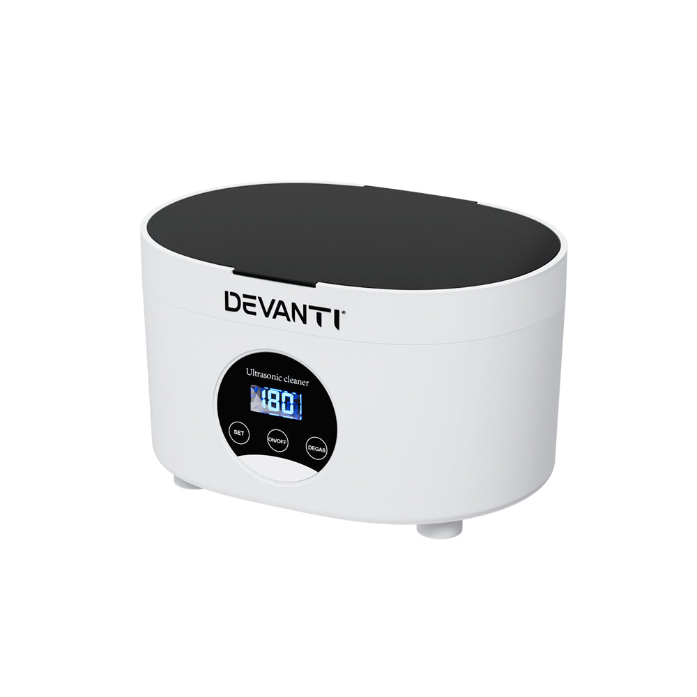 Devanti 600ml Ultrasonic Cleaner with Timer - Jewelry, Glasses, and Small Parts Cleaning Machine with Degas Function - Perfect for Home, Office, and Jewelry Store Use