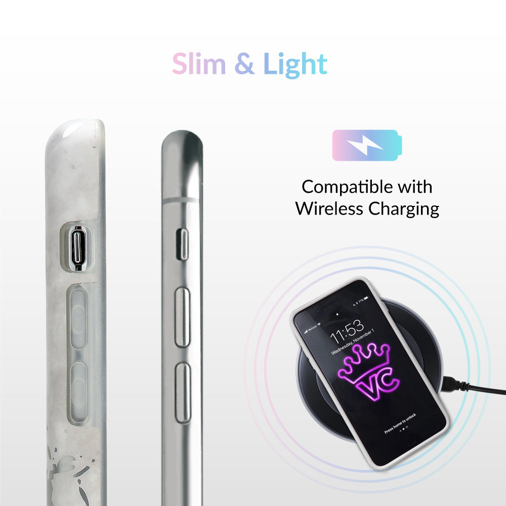 Elegant White Marble with Silver Chrome iPhone Case - Premium Protective Cover for iPhone 13/14/15 Pro Max | Slim Fit, Shockproof, Stylish Design for Everyday Use & Special Occasions