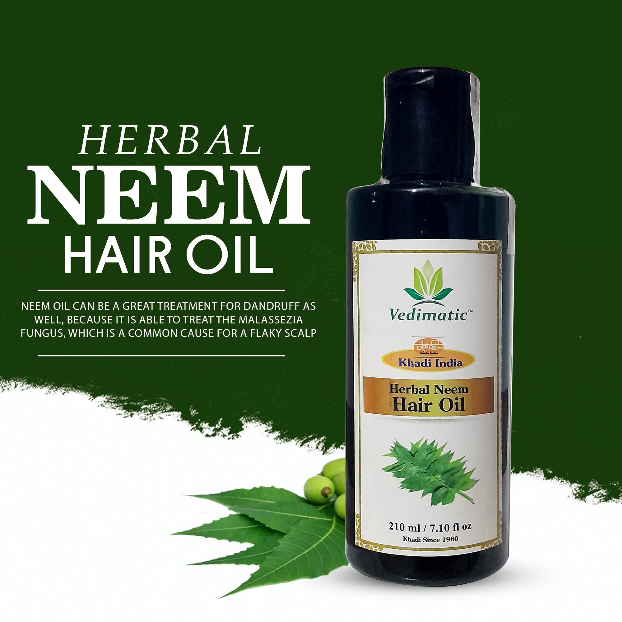 Organic Neem Hair Oil for Hair Growth & Scalp Care - 210ml | Natural Ayurvedic Treatment for Dandruff, Dry Scalp & Hair Loss | Perfect for Daily Hair Care & Massage
