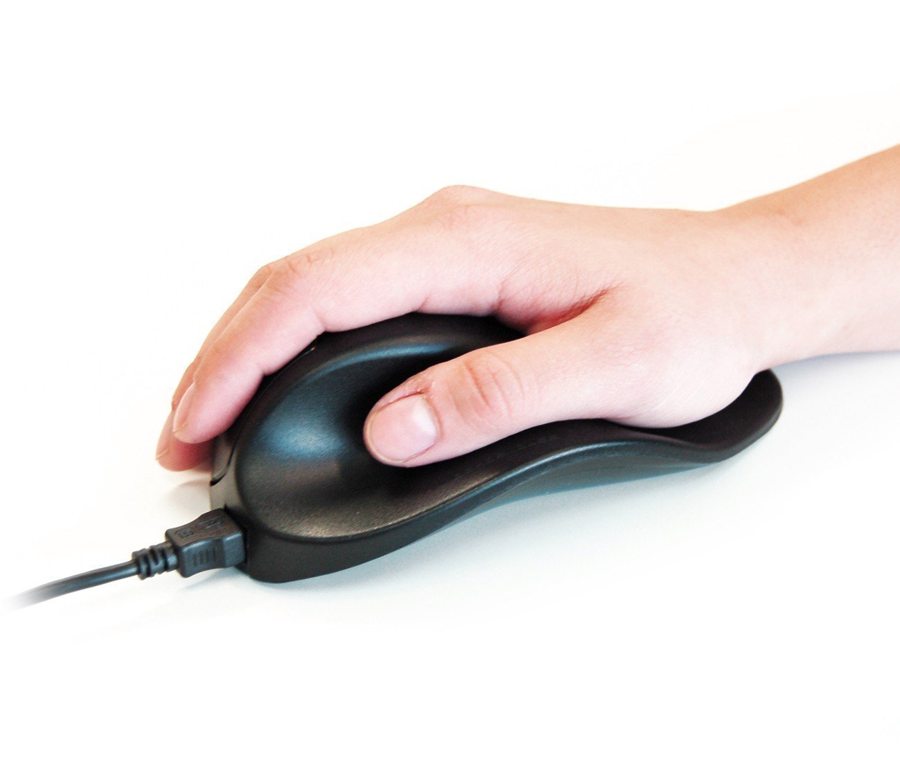 Ergonomic HandShoe M2WB Wired Mouse - Medium Size, Right-Handed, Black - Perfect for Office Work, Gaming & Long Computer Sessions