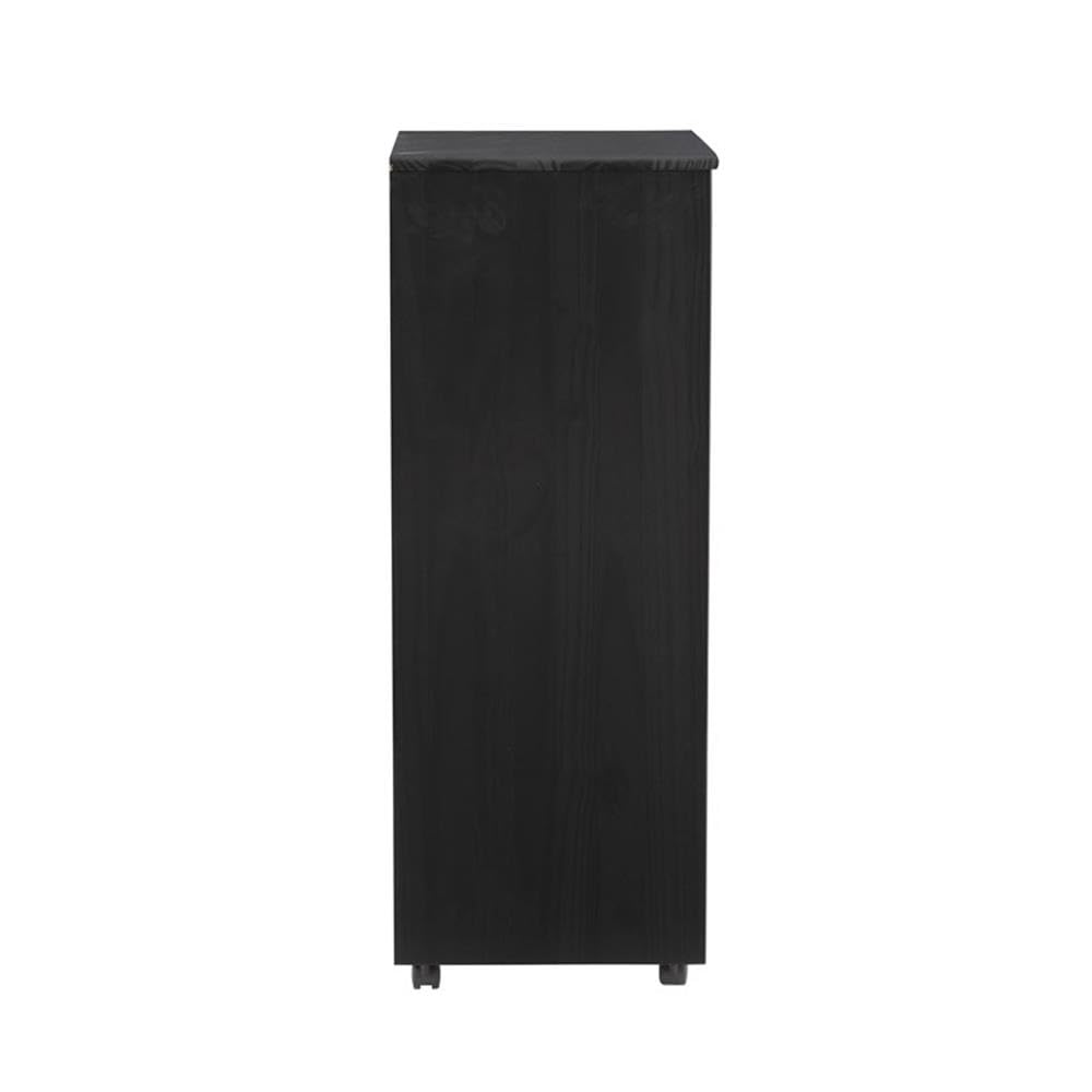 8-Drawer Black Wooden Rolling Storage Cart - Mobile Organizer for Bedroom, Office, or Craft Room - Transitional Style with Smooth Wheels
