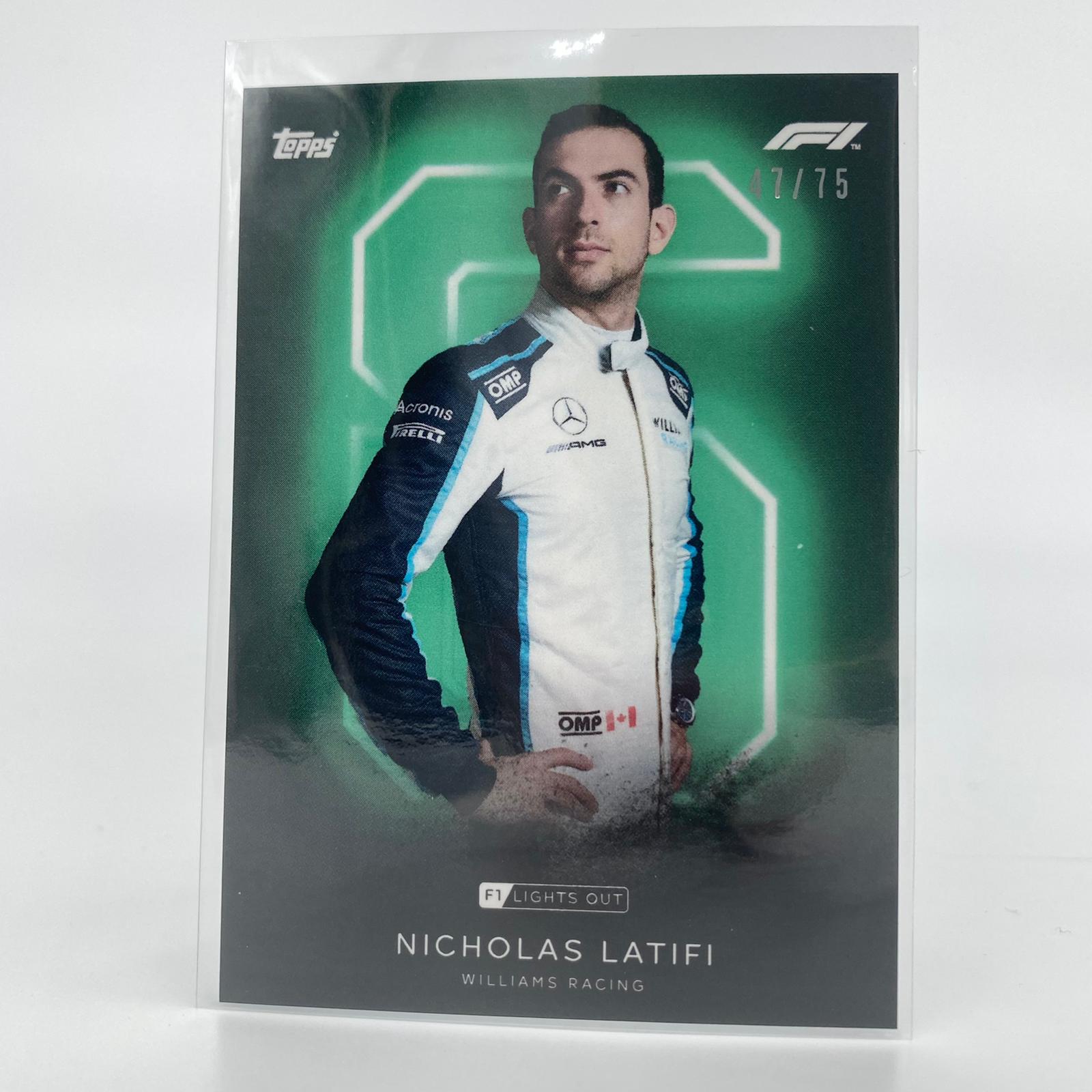 75 Nicholas Latifi Green Parallel F1 Racing Driver Card - Perfect for Collectors, Trading, and Motorsport Memorabilia Displays