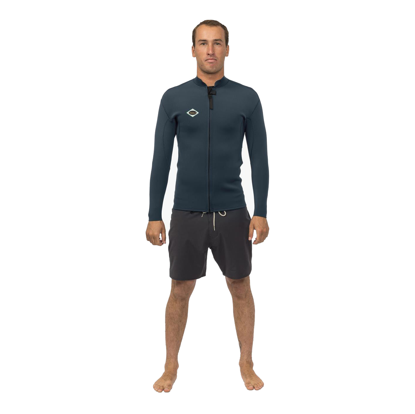 2mm Men's Vissla Solid Front Zip Jacket - DKN Dark Navy - Surfing, Beachwear & Outdoor Activities