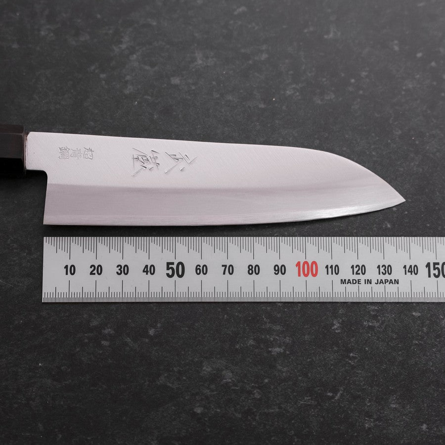 Premium Santoku Knife 140mm - Stainless Steel Clad Blue Super Steel, Polished Blade with Buffalo Ebony Handle - Perfect for Slicing, Dicing & Chopping Vegetables, Meat & Fish