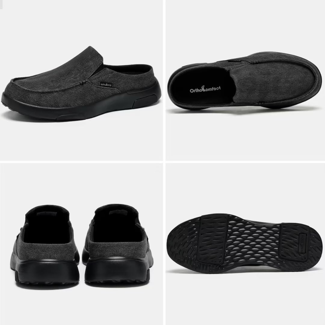 OrthoComfoot Men's Orthopedic Slip-On Loafers - Arch Support Walking Shoes for Plantar Fasciitis, Flat Feet & Heel Pain Relief - Comfortable Orthotic Casual Shoes for Work, Travel & Daily Wear