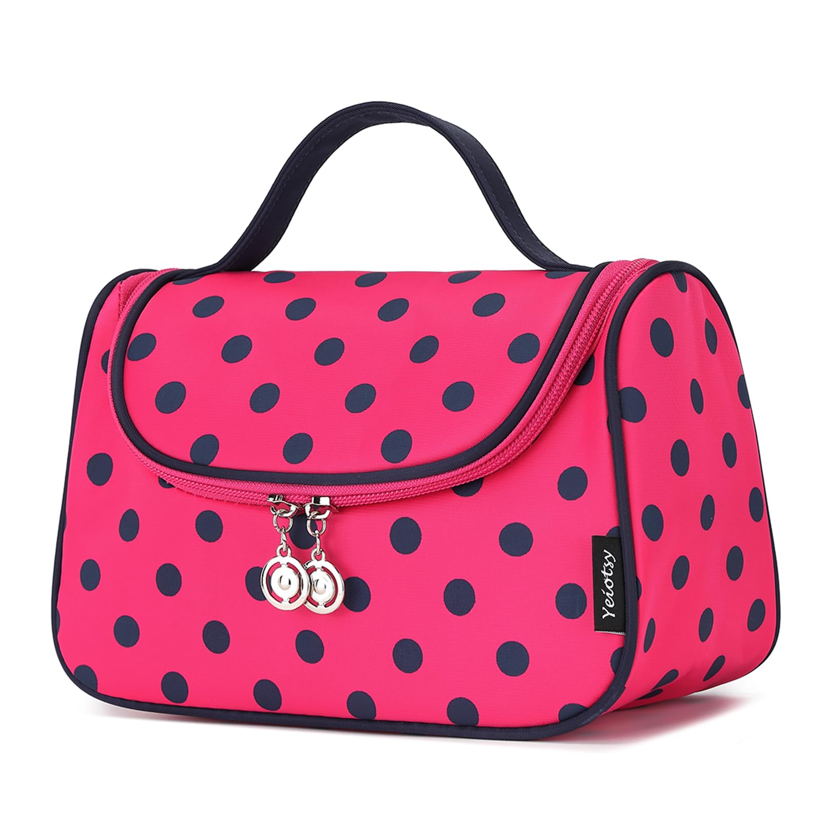 Yeiotsy Waterproof Cosmetic Bag for Women - Cute Polka Dot Makeup Organizer, Travel Toiletry Pouch | Perfect for Gym, Vacation & Daily Essentials Storage
