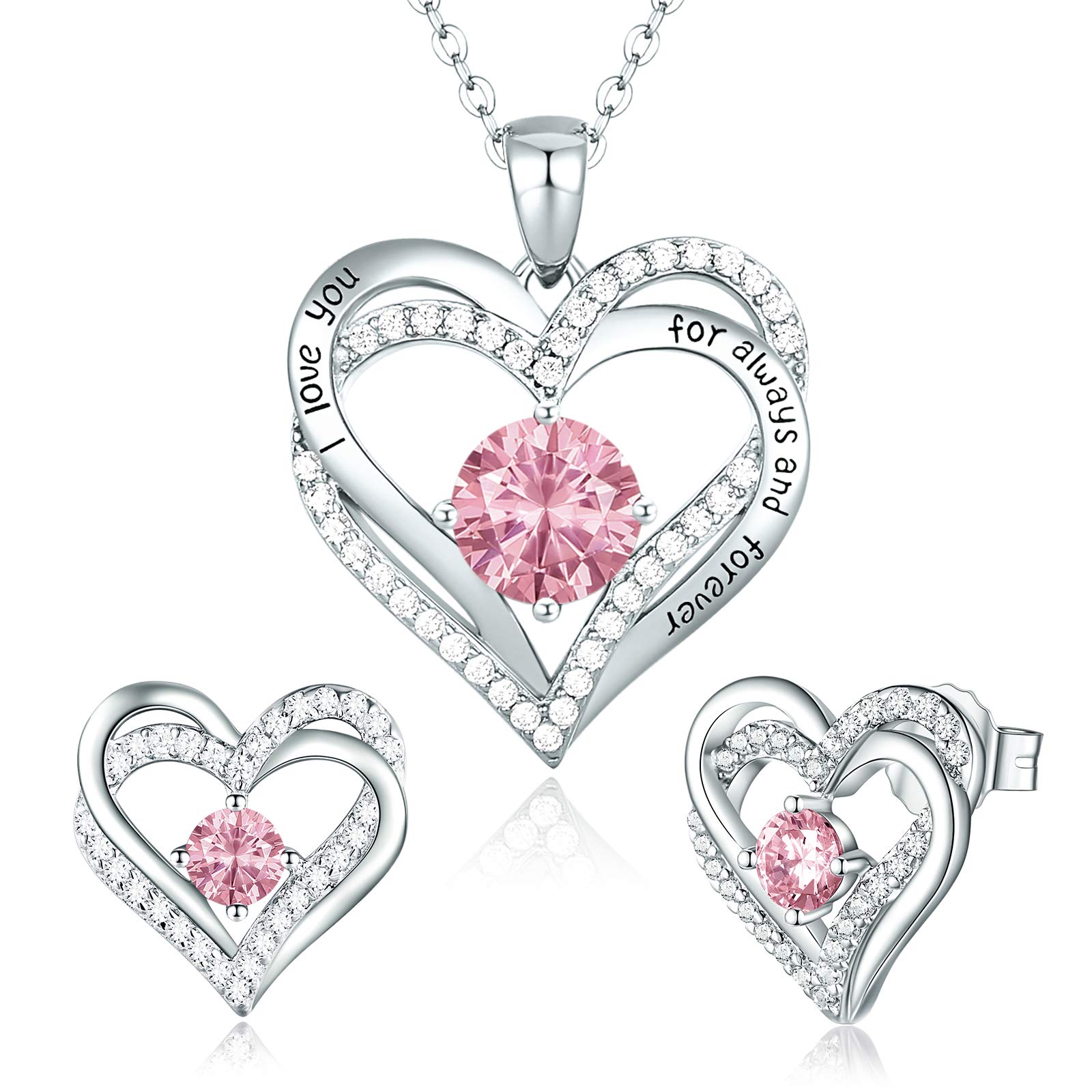925 Sterling Silver Heart Necklace & Earrings Set for Women - Elegant Jewelry Gift for Anniversary, Birthday, Christmas | Perfect for Date Night, Party & Special Occasions