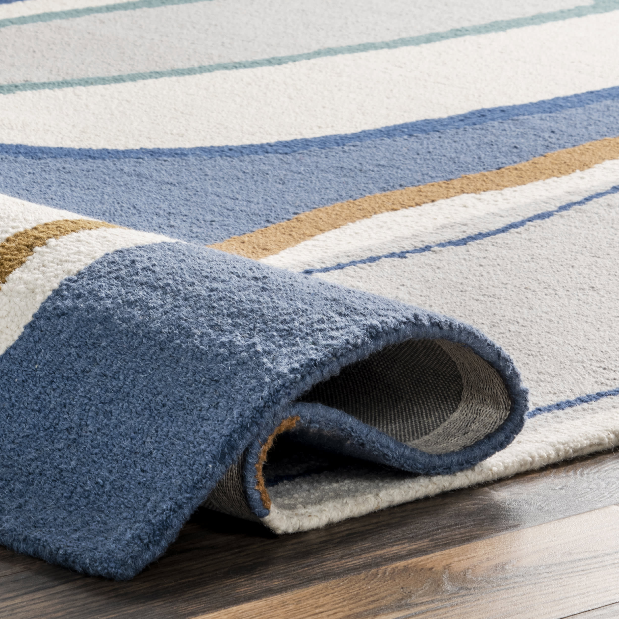 Annslee Abstract Doodling Rug - Blue Modern Handmade Area Rug for Living Room, Bedroom & Office Decor | Non-Slip Soft Floor Mat