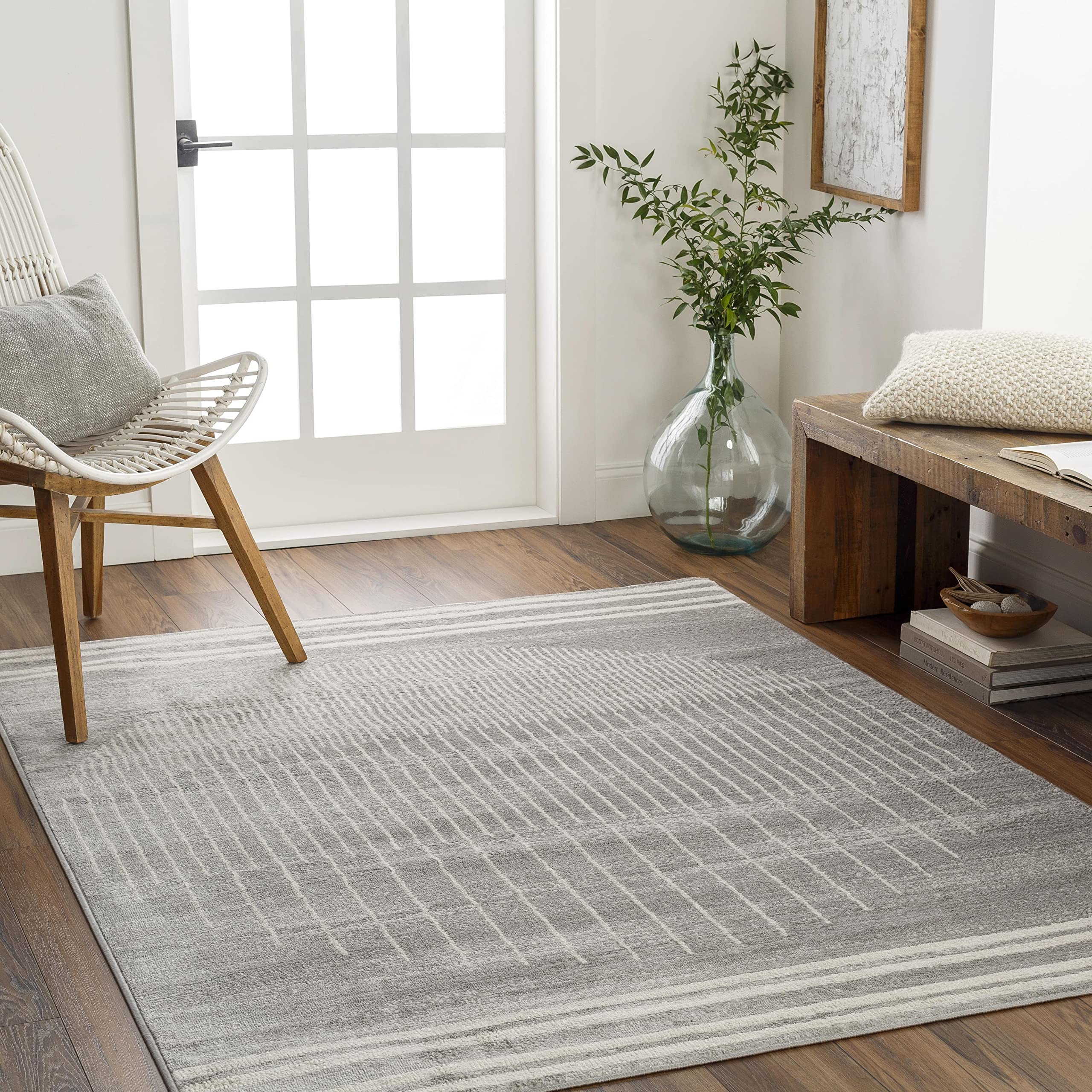 Mark&Day 8x10 Modern Medium Gray Area Rug - Soft Grey Cream White Carpet for Living Room, Bedroom, Kitchen & Office - 7'10
