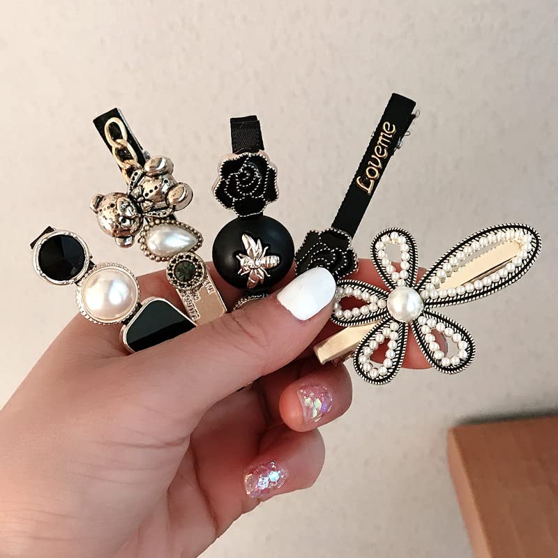 Elegant Yellow Pearl Hair Clips for Women & Girls - 5-Piece Alligator Clips Hair Accessories Set for Black Hair, Perfect for Parties, Weddings & Daily Styling - Ideal Gift for Women & Girls