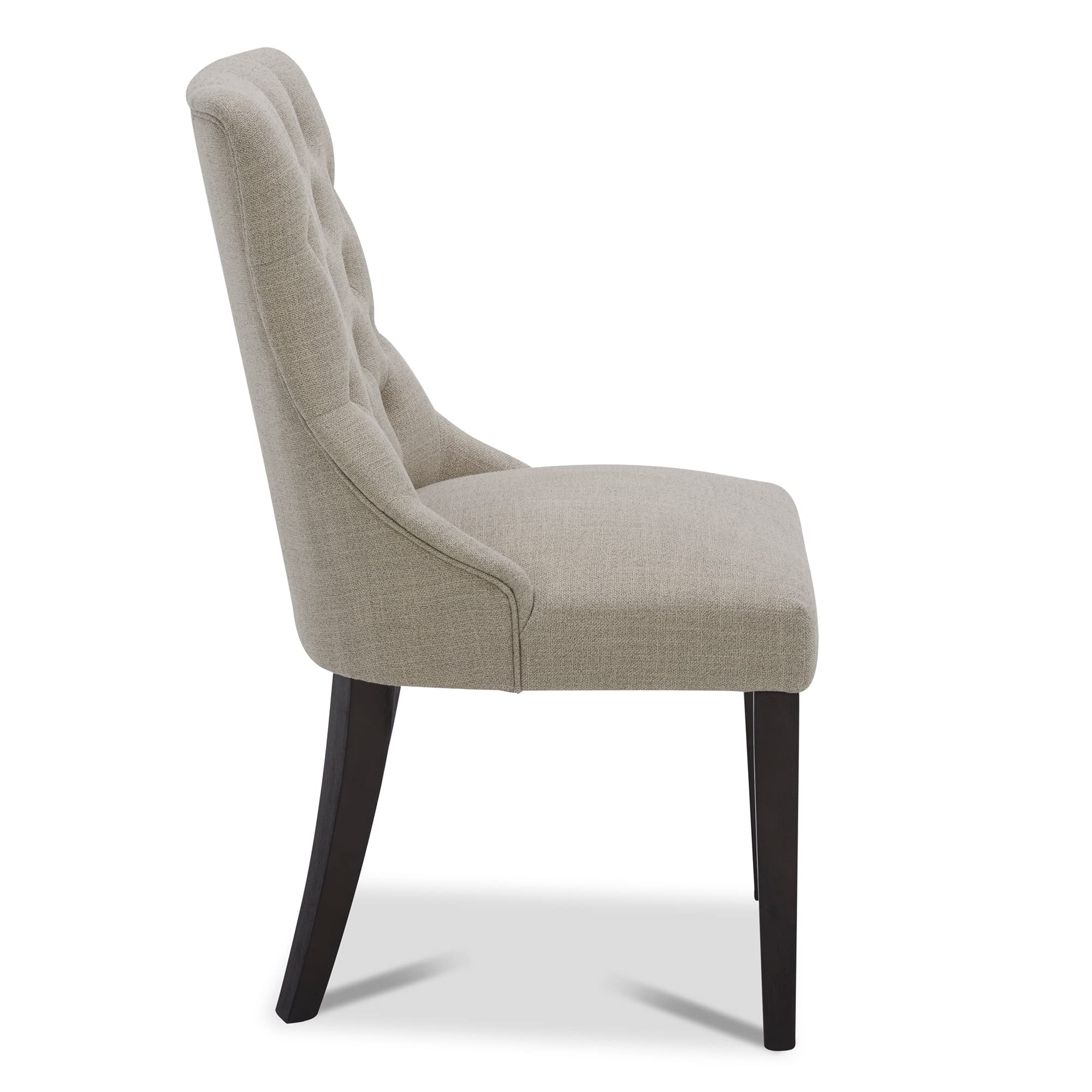 CHITA Farmhouse Tufted Dining Chairs Set of 2 - Modern Upholstered High Back Fabric Dining Room Chairs in Flax Beige - Perfect for Kitchen, Dining Room, and Farmhouse Decor