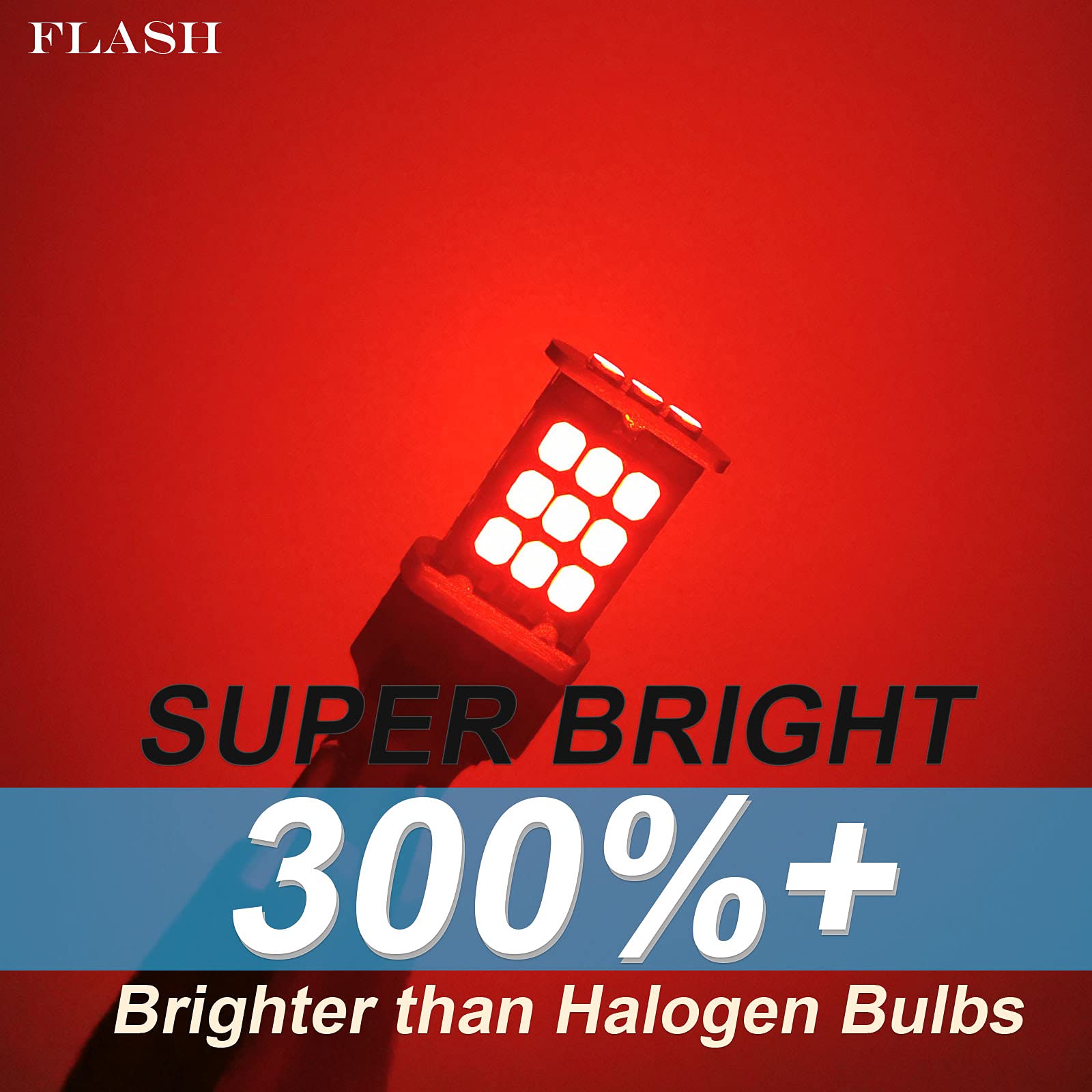 3157 LED Bulb Flashing Brake Lights - 300% Brighter Super Bright Red LED Stop Tail Lights - Compatible with 3156 3047 3057 3457 4157 4057 - Plug and Play Strobe Blinking Effect - Perfect for Cars, Trucks, SUVs & Motorcycles for Enhanced Safety and Visibility