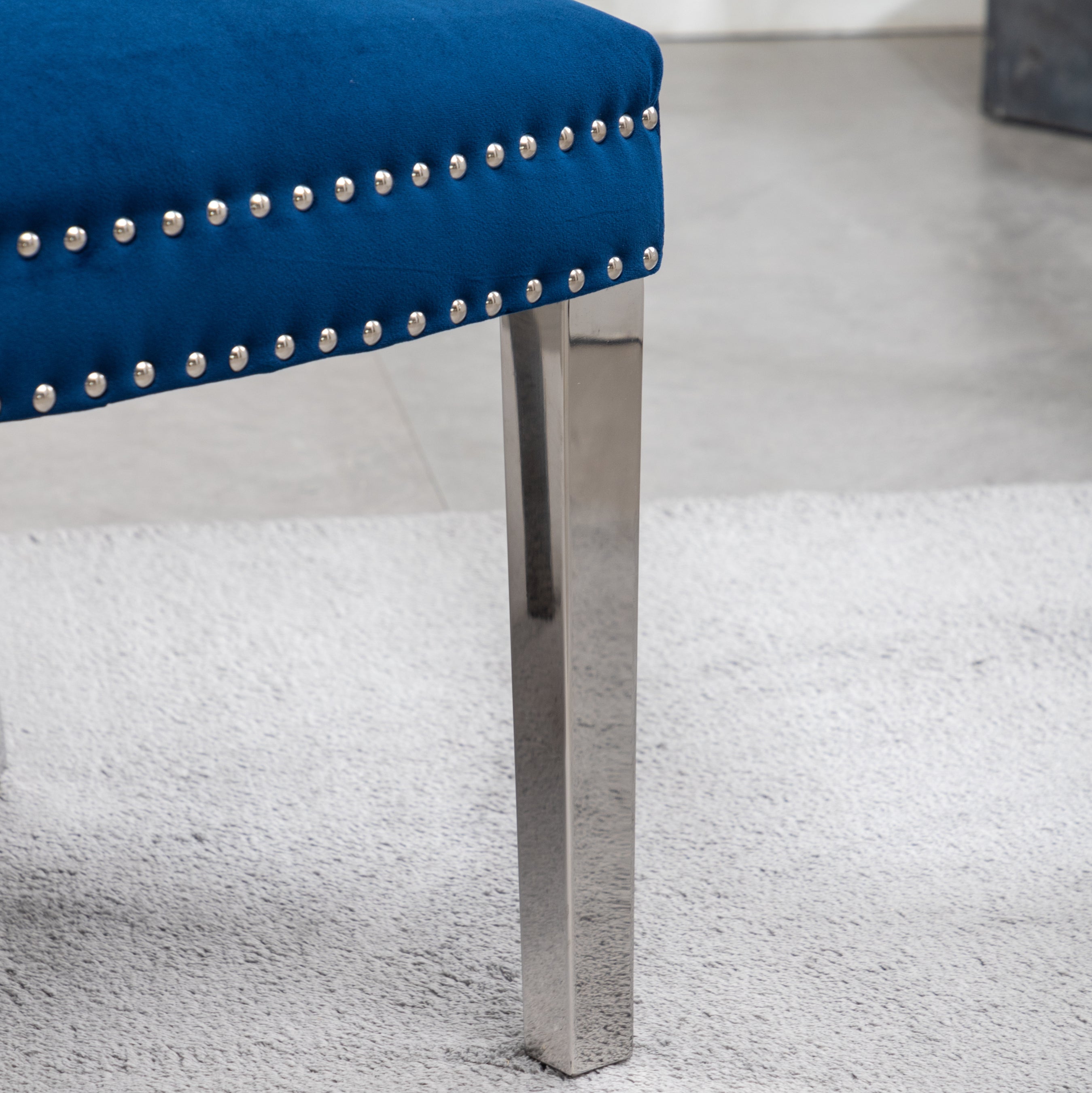 Montura Contemporary Tufted Velvet Accent Chairs with Nailhead Trim - Set of 2 Blue Velvet Lounge Chairs for Living Room, Bedroom & Office Decor