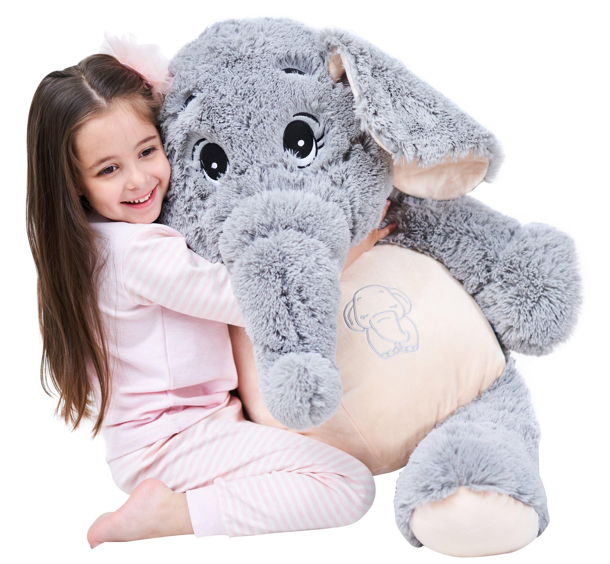 IKASA Giant Elephant Stuffed Animal Plush Toy - Soft & Cuddly Large Grey Elephant (100cm) - Perfect Gift for Kids, Nursery Decor, Birthday & Christmas Presents