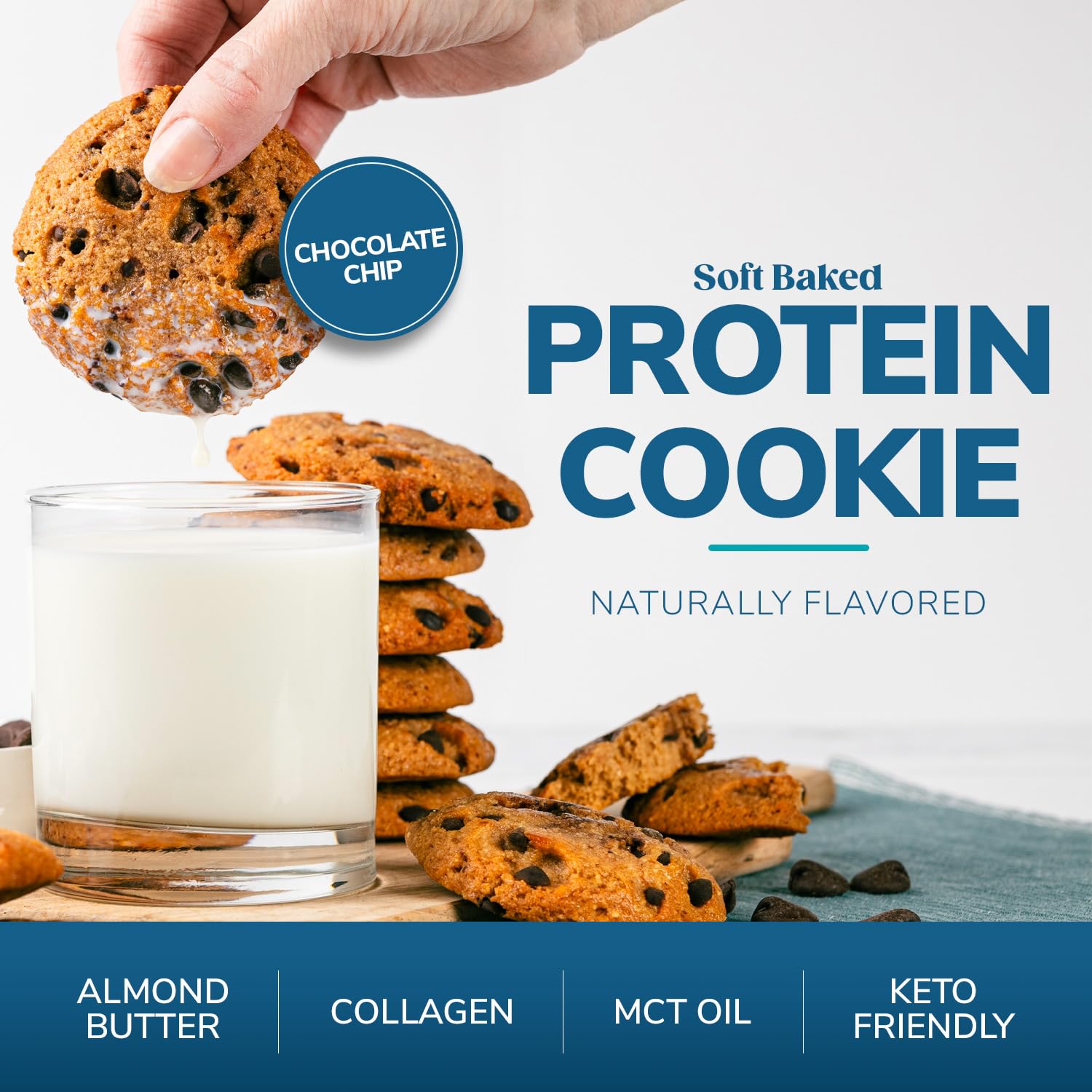 Wonderslim Protein Cookie - Chocolate Chip Flavor, Keto Friendly, Low Carb, Gluten Free, High Protein Snack (7 Count Pack) | Perfect for Weight Loss, Keto Diet & Healthy On-the-Go Snacking
