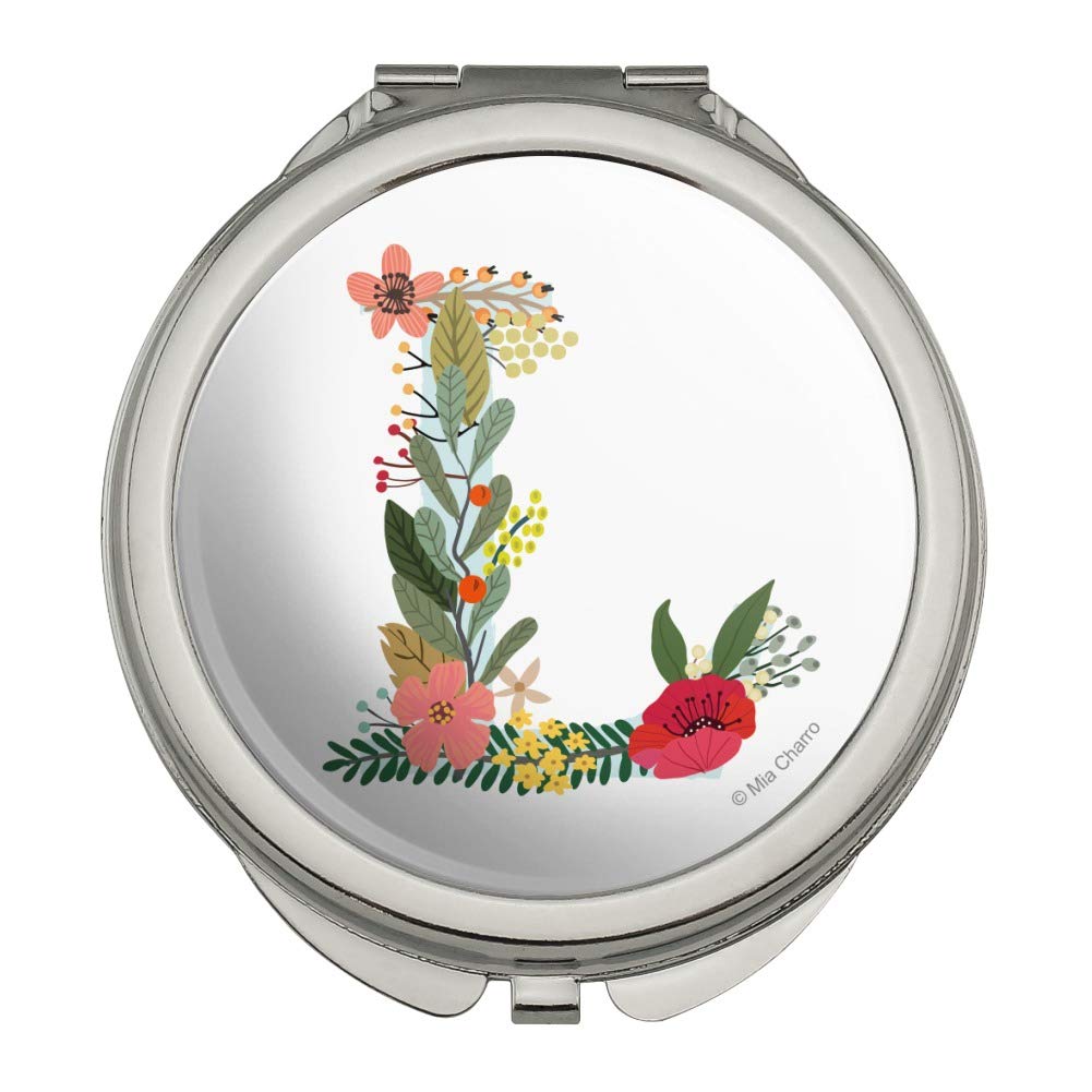 Floral Monogram Letter L Compact Travel Purse - Elegant Handbag with Mirror for Makeup & Essentials | Perfect for Travel, Daily Use & Gifts