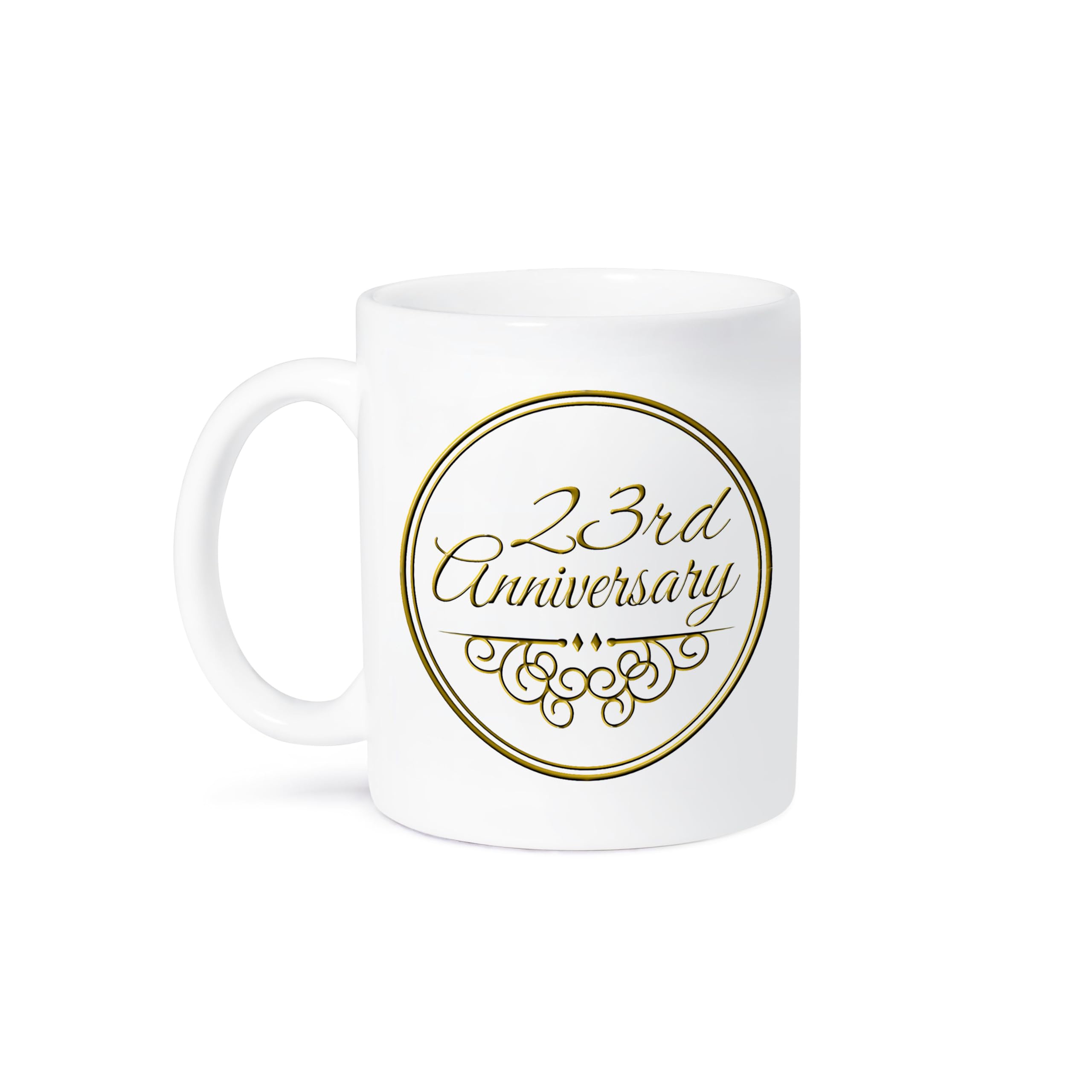 3D Rose 23rd Anniversary Ceramic Coffee Mug - 11 oz White Gift for Couples, Him & Her - Perfect for Anniversary Gifts, Valentine's Day & Romantic Occasions