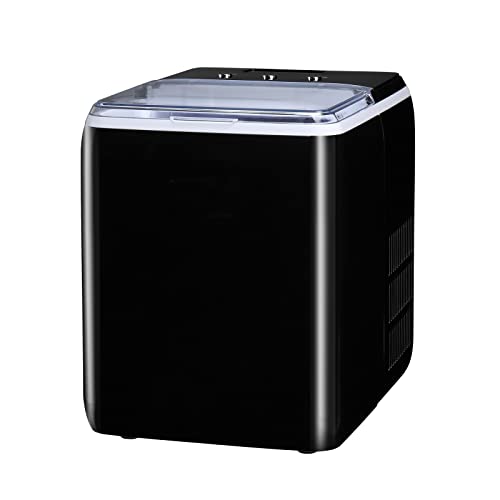 120V 150W Commercial Ice Maker Machine with 44lbs/24h Capacity - Transparent Cover Countertop Ice Maker for Home Kitchen, Bar, Restaurant & Office Use - Black