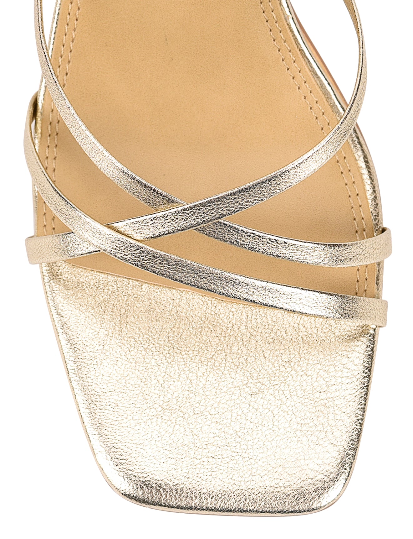 Straus Women's Gold Metallic Leather Block Heel Sandals - Comfortable Dressy Summer Shoes for Weddings, Parties & Office Wear