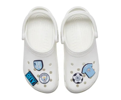 Official Manchester City FC Jibbitz™ Charms 5-Pack - Customize Your Crocs Shoes for Football Fans & Supporters - Perfect for Game Day, Gifts & Team Spirit