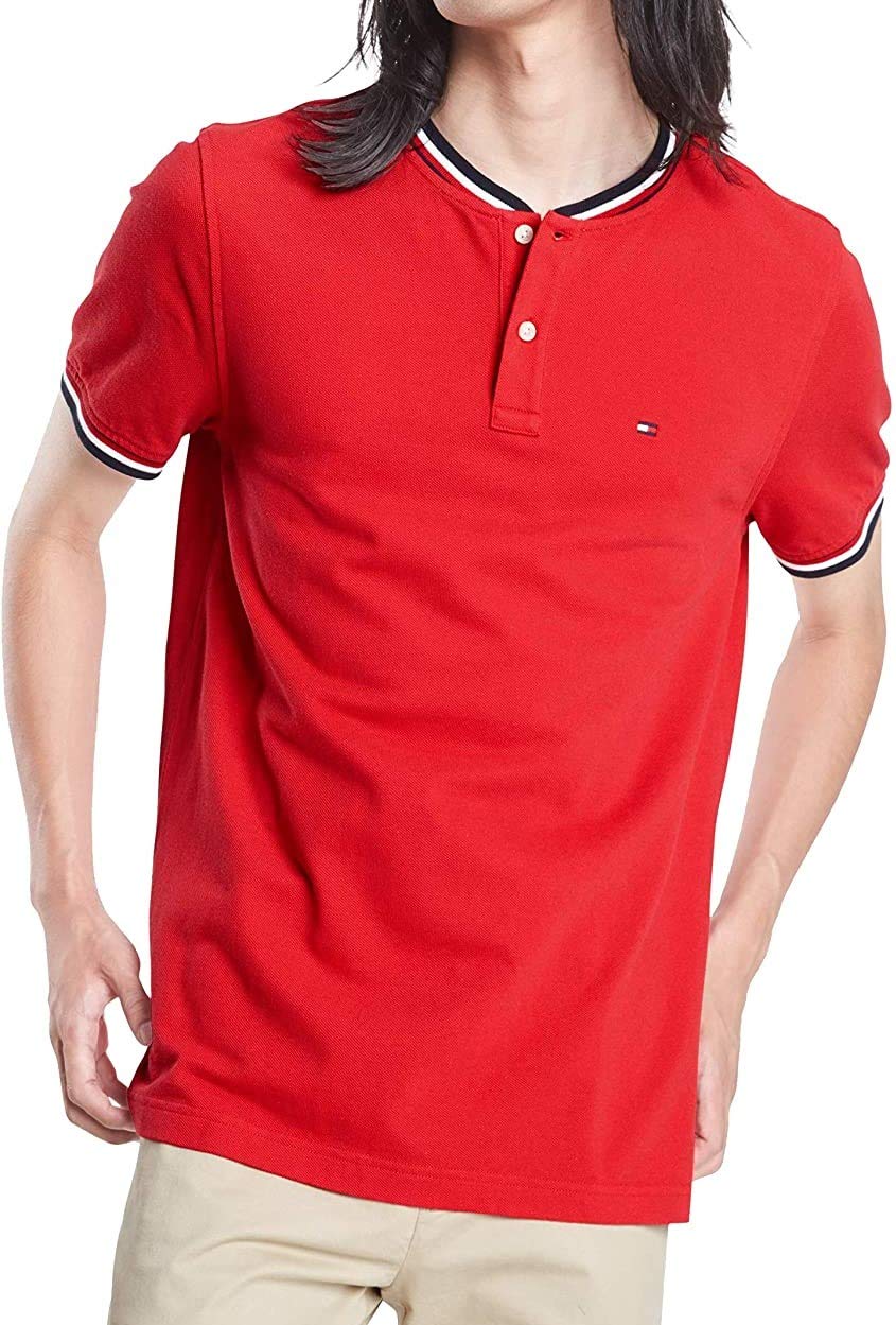 Tommy Hilfiger Men's Short Sleeve Henley Shirt - Custom Fit Casual Button Down Top for Summer, Beach & Everyday Wear