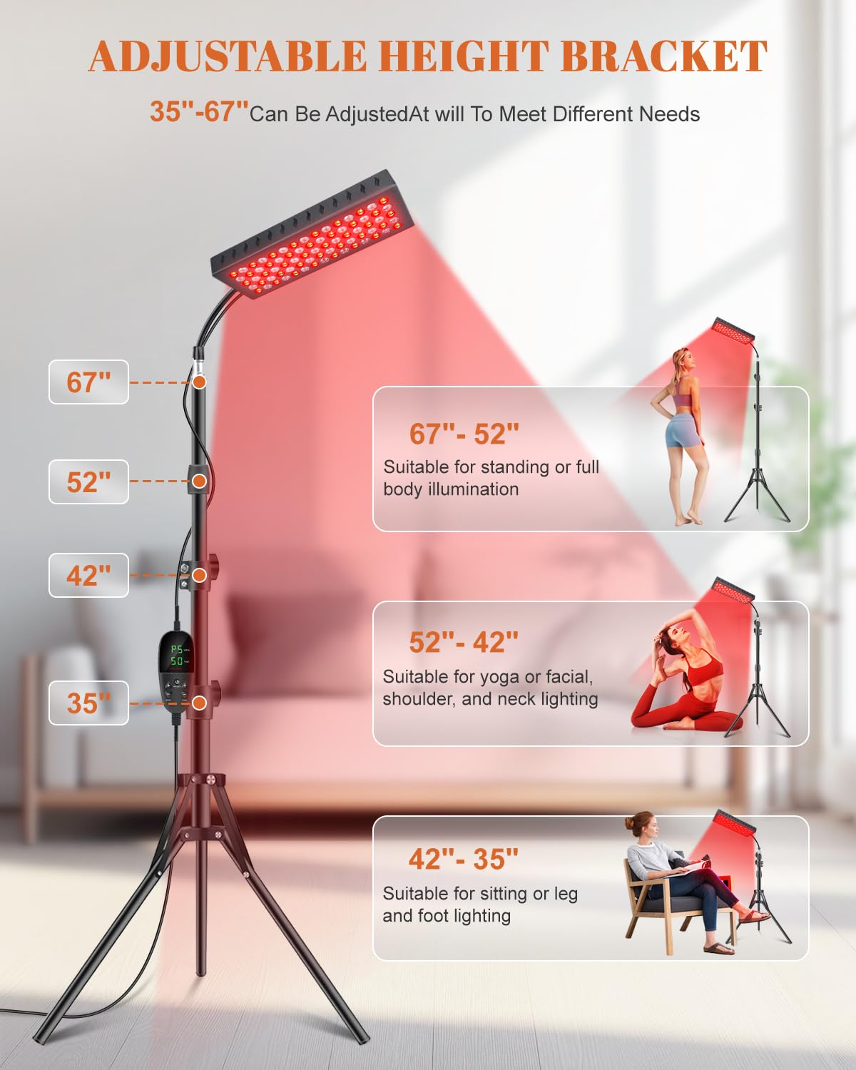 75 LED Red Light Therapy Device - 35W Dual Wavelength 660nm & 850nm for Face and Body - Infrared Light Therapy with Stand - Skin Rejuvenation, Pain Relief & Muscle Recovery - Perfect for Home Spa, Anti-Aging & Wellness Routines