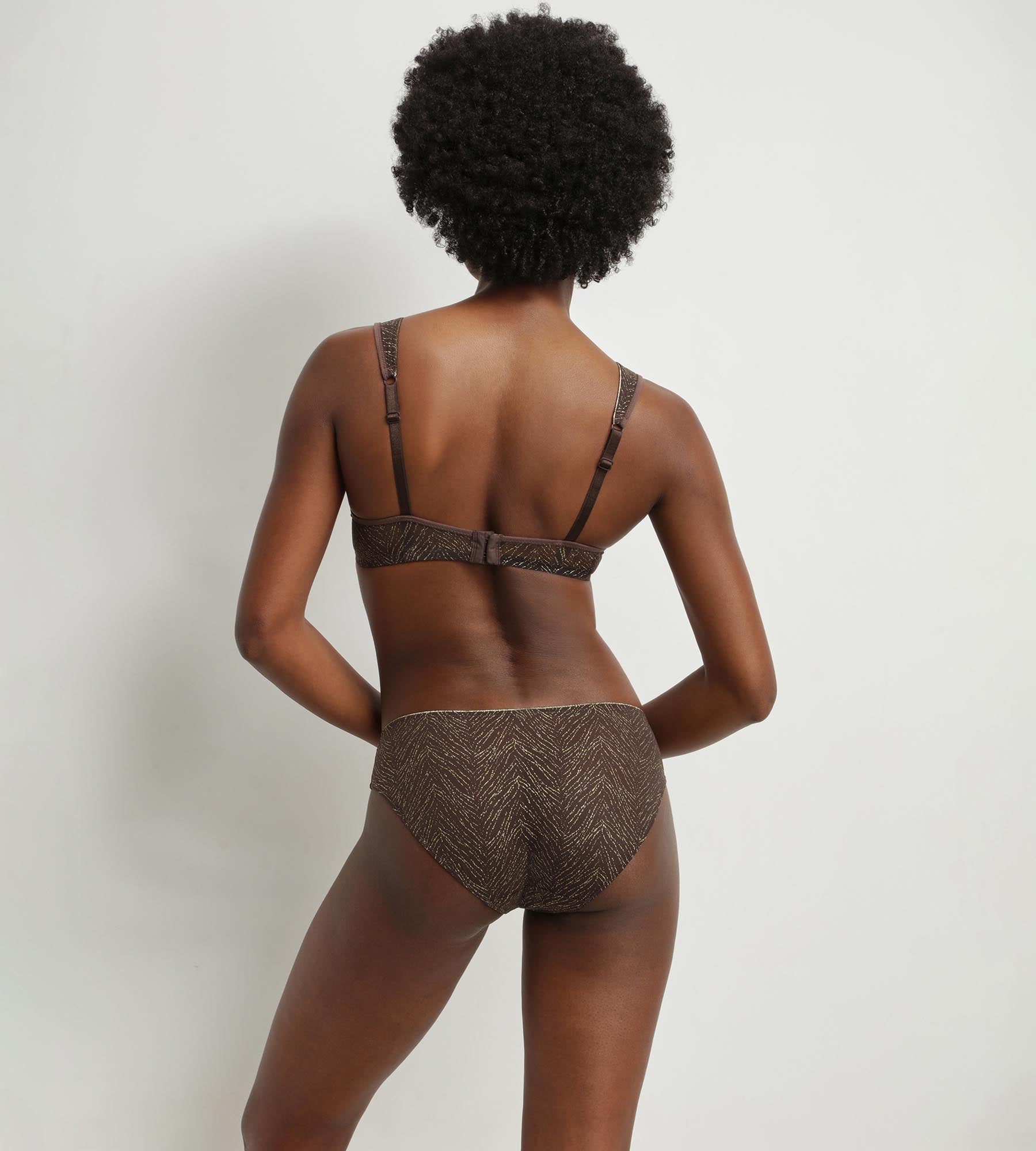 Dim Generous Chocolate & Gold Zebra Print Tulle Scarf Bra - Perfect for Date Nights & Special Occasions