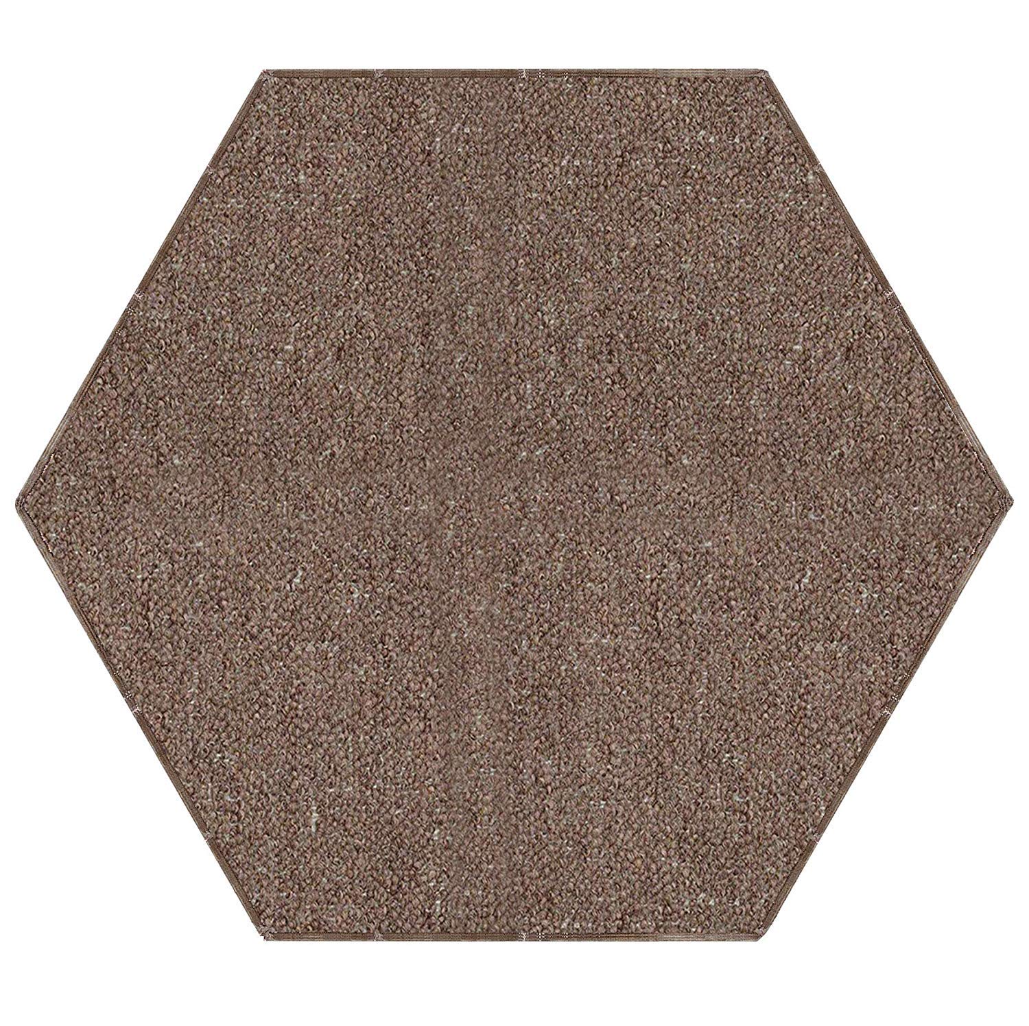 Ambient Saturn Collection Solid Color Indoor Outdoor Area Rugs - 2' Hexagon Brown Rug for Living Room, Patio & Bedroom Decor