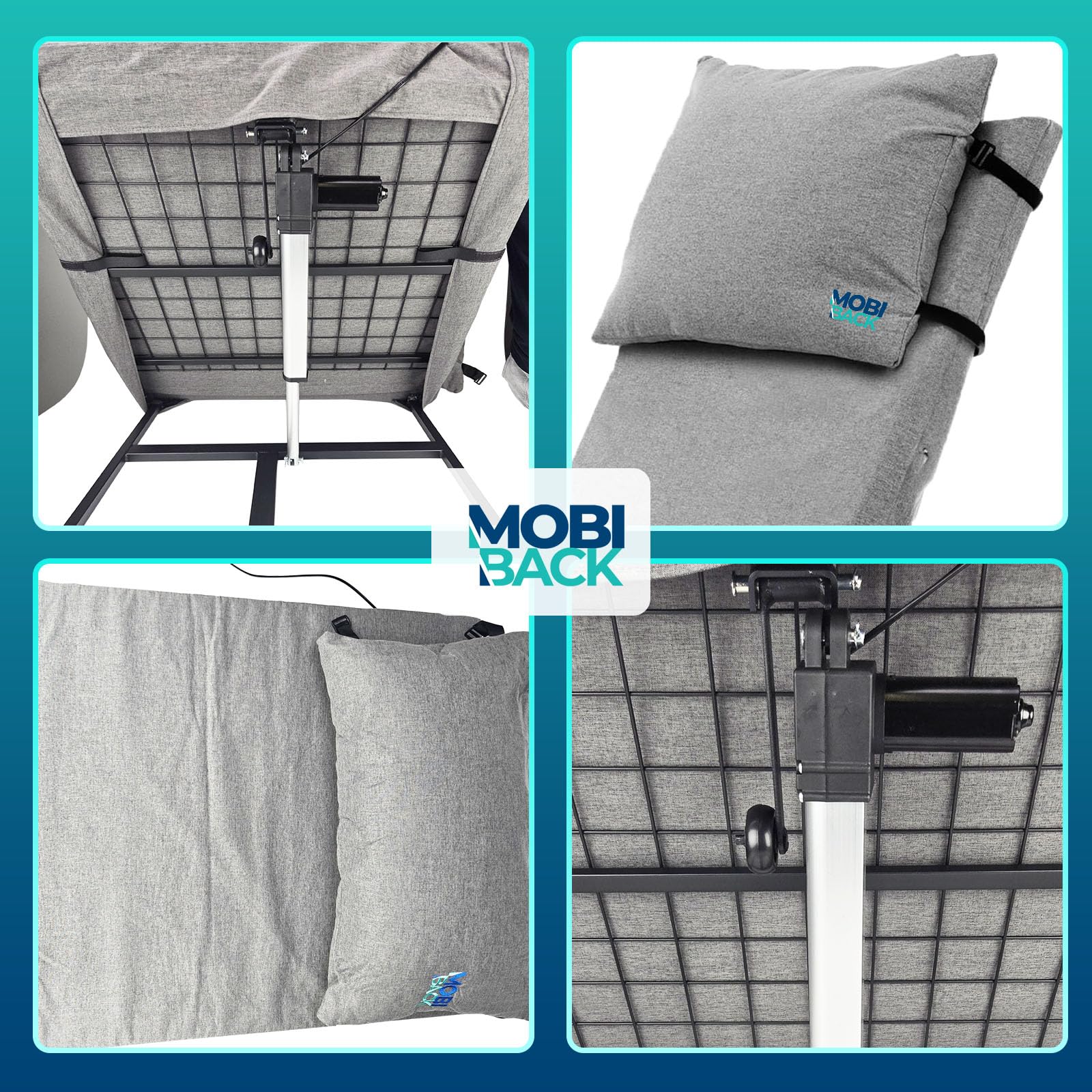 Electric Lifting Backrest for Bed - Mobi-Back Gen 2 Adjustable Medical Back Pillow with Electric Pump System, Ideal for Pregnant Women & Elderly to Sit Up in Bed Comfortably - Perfect for Reading, Watching TV & Post-Surgery Recovery
