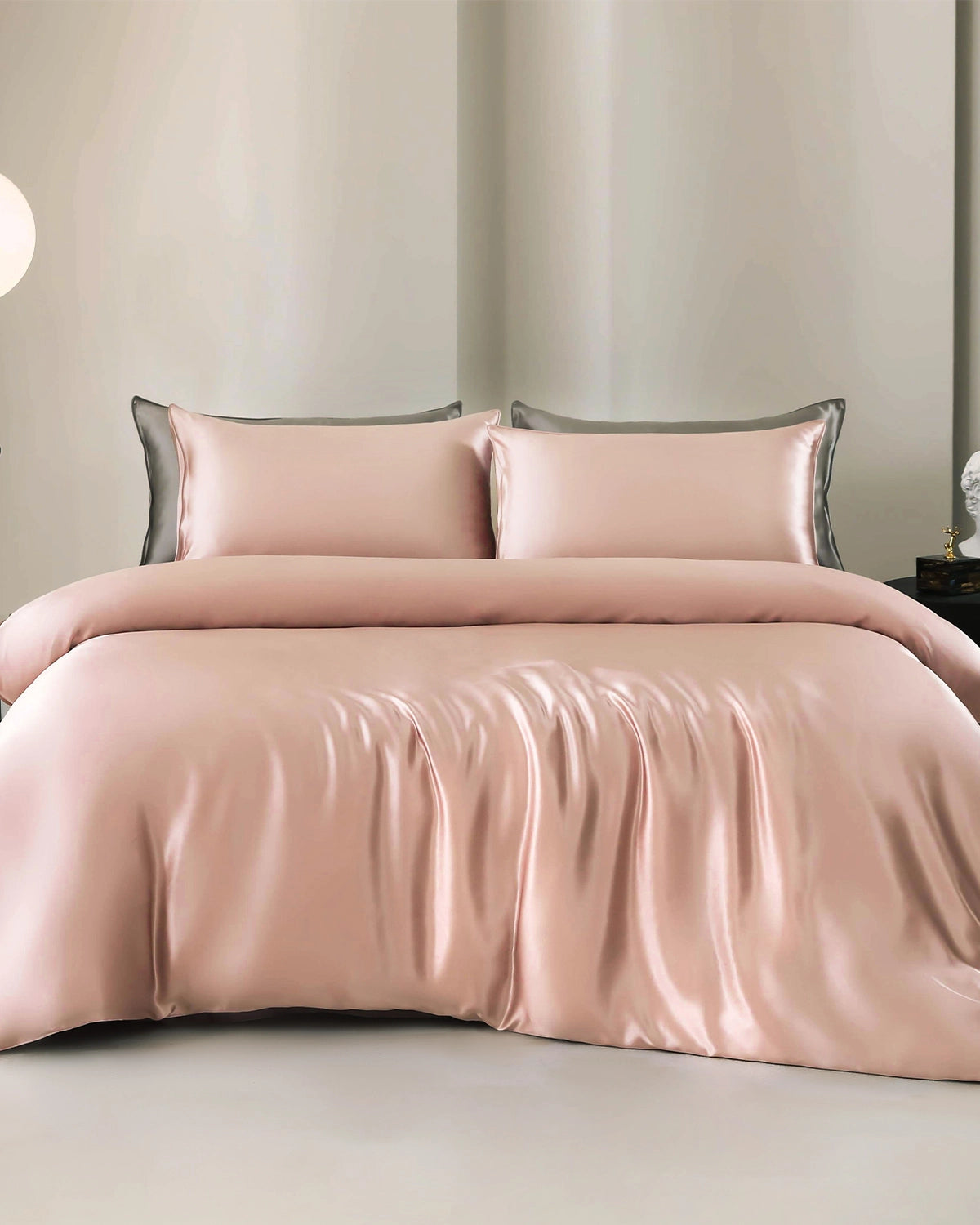 Luxury 19 Momme 4-Piece Silk Duvet Cover Set with Flat Sheet - 100% Mulberry Silk Bedding for Ultimate Comfort & Temperature Regulation | Perfect for Master Bedroom, Guest Room & Hotel Luxury Linens