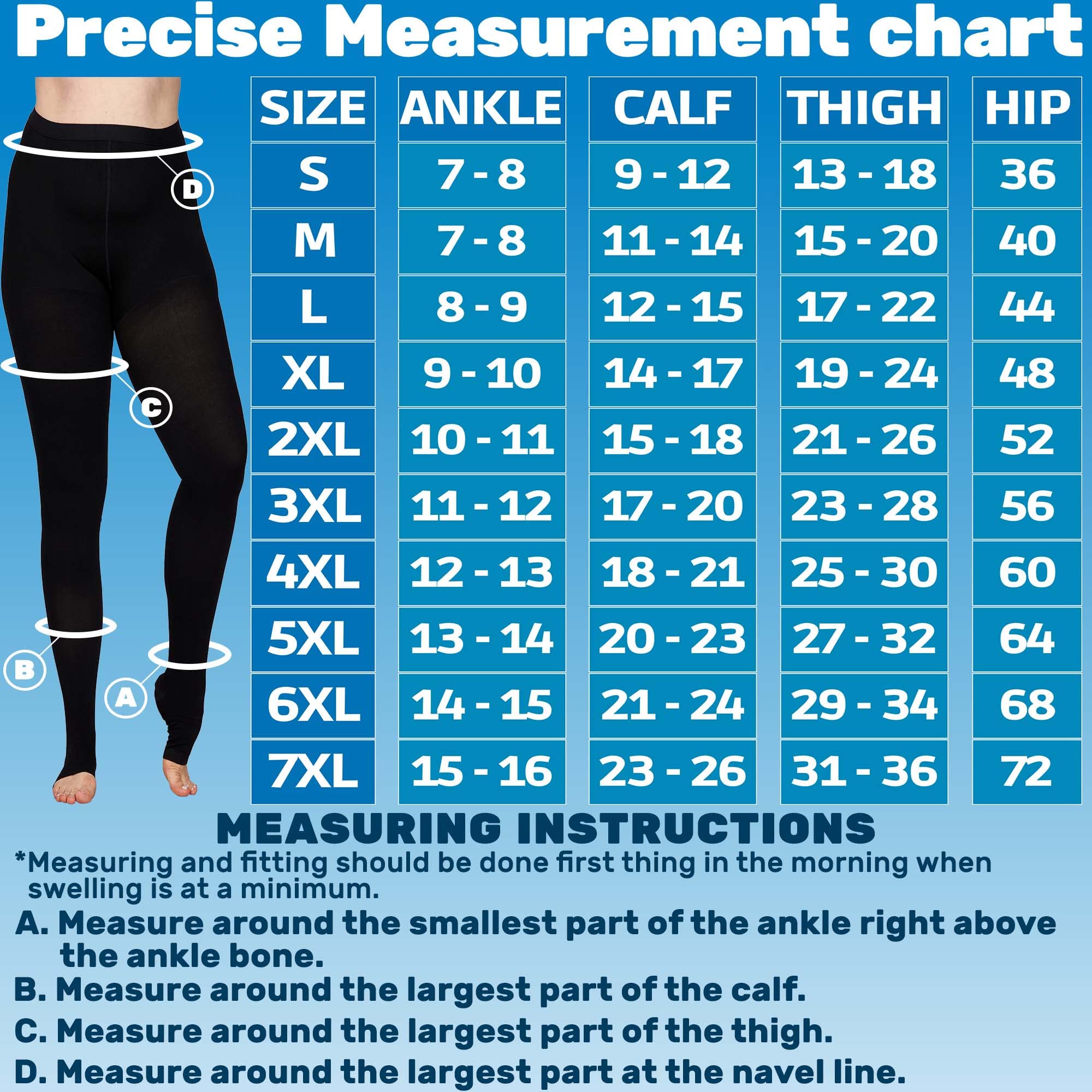 Extra Large Opaque Compression Pantyhose 20-30mmHg - Women's Toeless Tights for Swollen Veins & Venous Insufficiency - Black 4XL for Daily Comfort